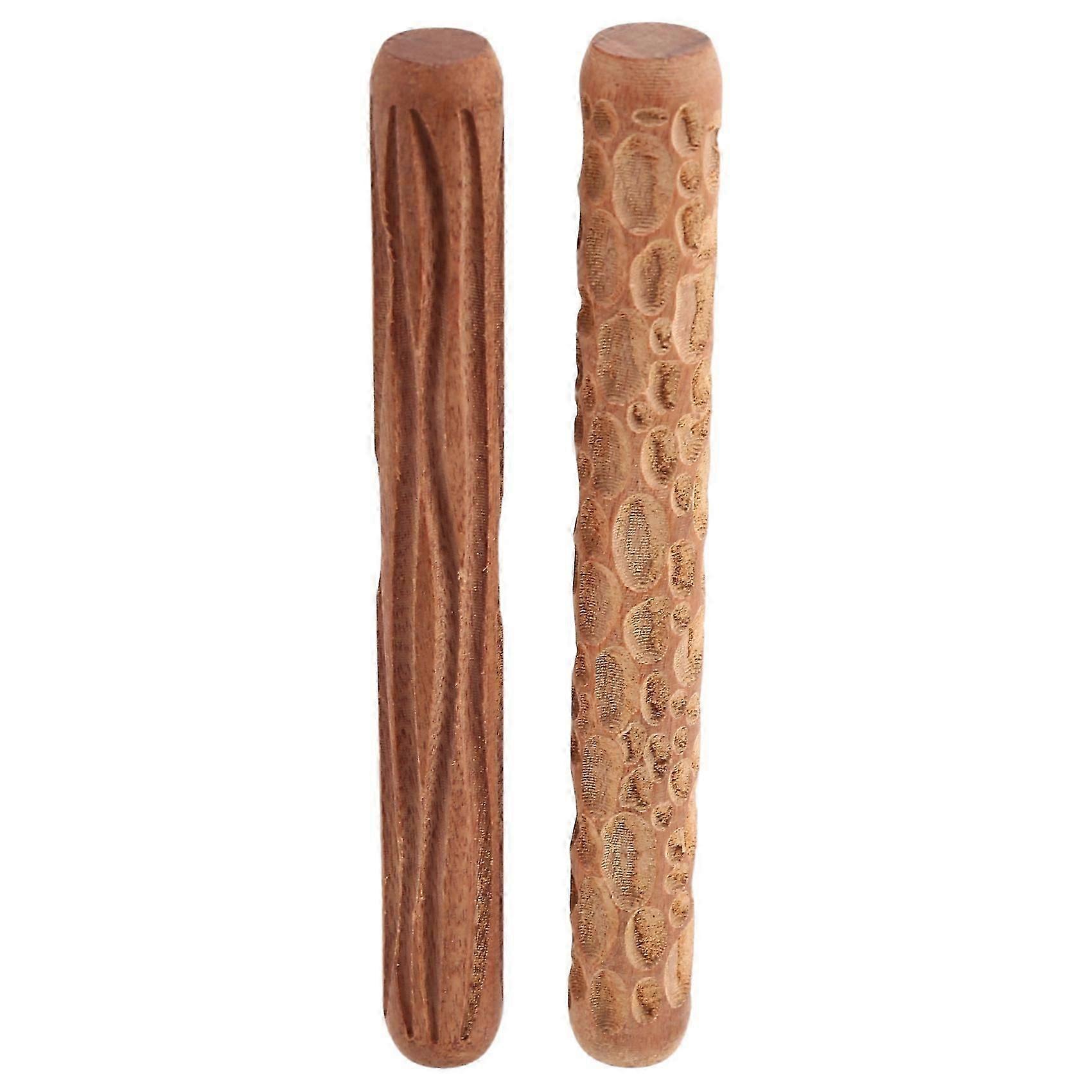 2Pcs Clay Modeling Pattern Rollers, Cobblestone Wood Grain Pattern Clay Rolling Pin Textured Hand R