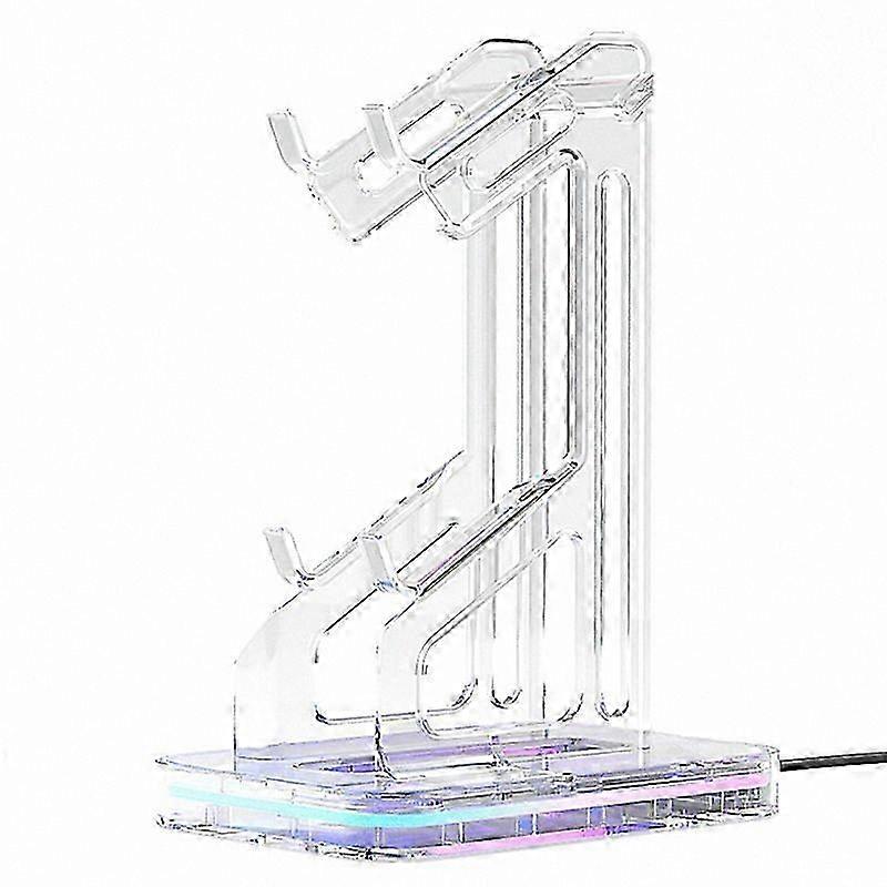 Double Layer Console Rack for PS4 PS5  with Game Controller Holder and 2 USB Ports Organizer Stand