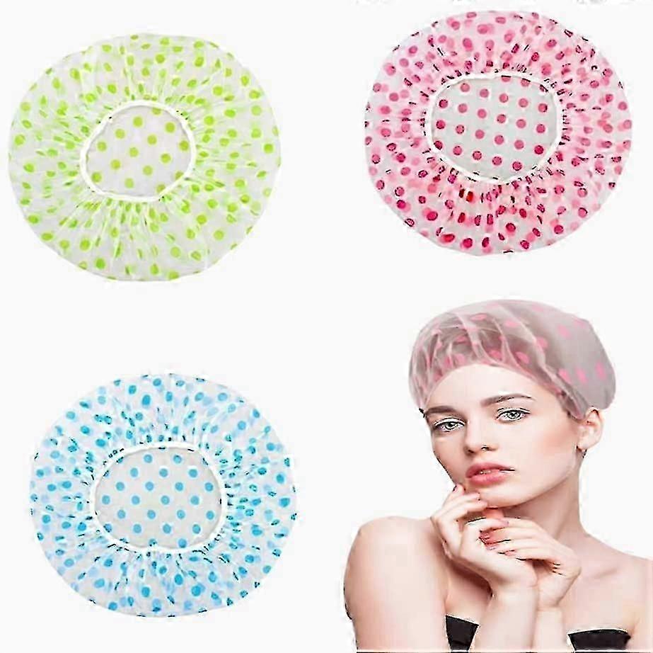 Reusable 3-Piece Waterproof Shower Caps for Spa Bathing and Makeup Application