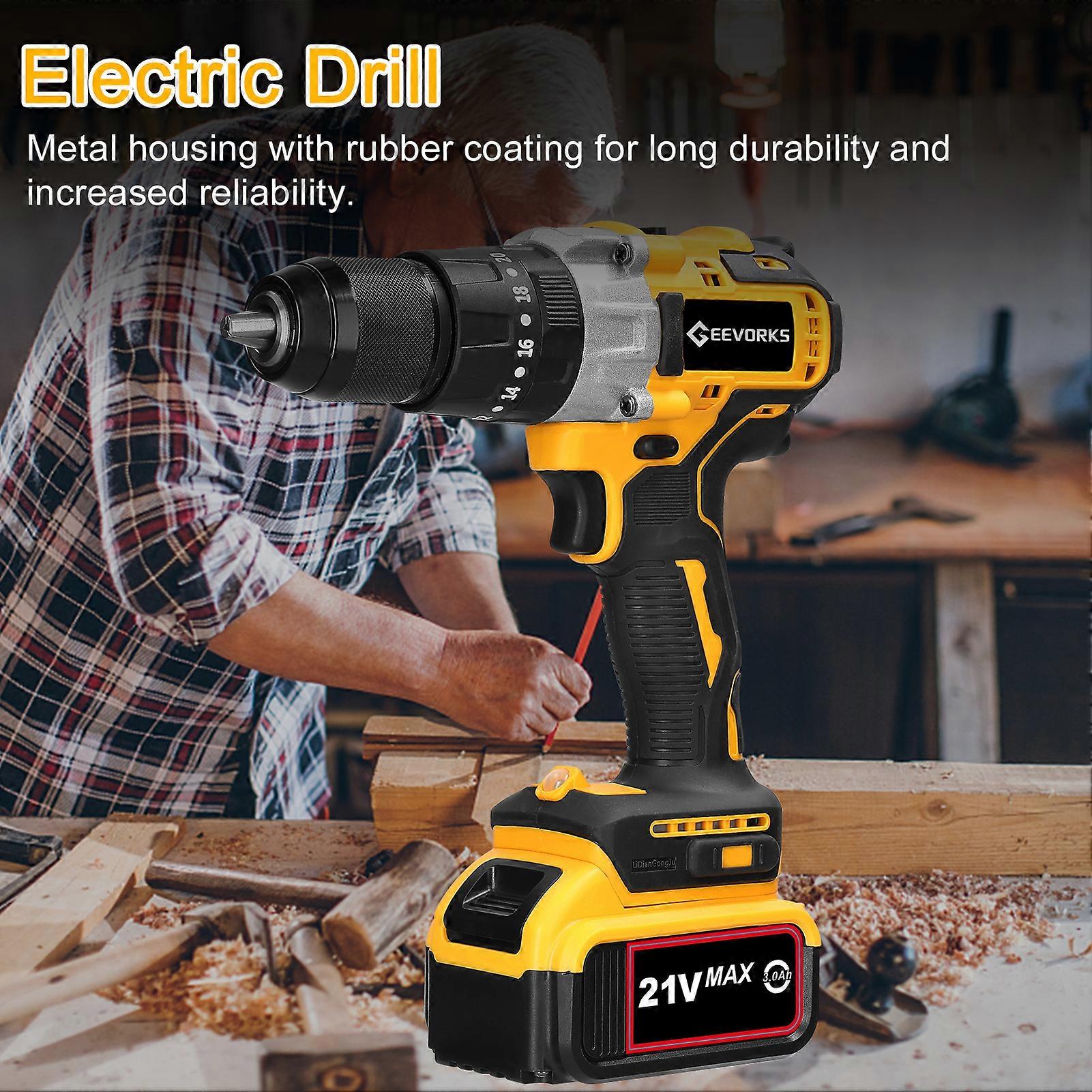 80Nm 21V Electric Drill, 2 Speed, 3 Modes, Adjustable Torque