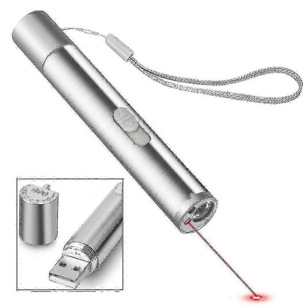 3 In 1 Laser Pointer Flashlight Cat Toy Usb Charge Torch Uv Light