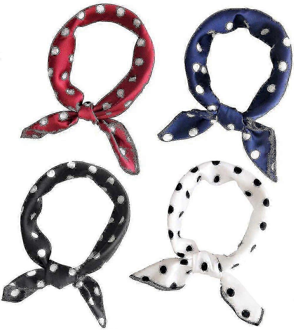 4 stykker kvinners silke skjerf kvinners skjerf print silke skjerf firkantet skjerf hodeskjegg neckerchief colore