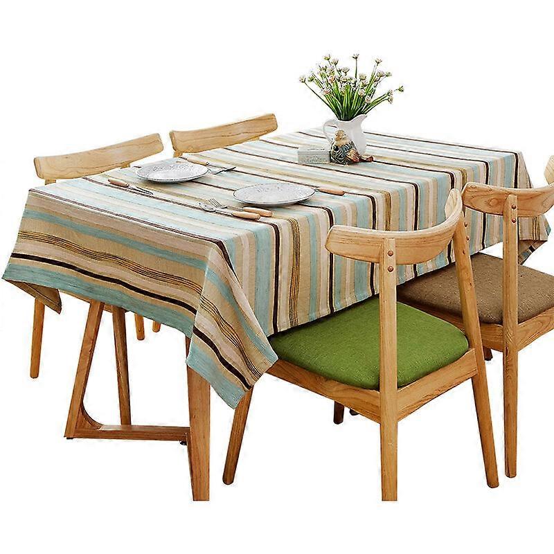 Cotton and Linen Tablecloth Color Bar Embroidered Rectangle Washable Dining Table Cloth Picnic Dinner Table Linen, Assorted Size Cafe Restaurant (60x