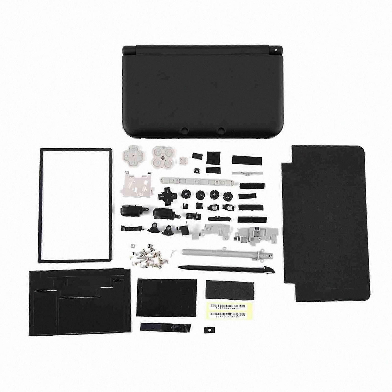 Black Replacement Shell Kit for 3DS XL Console - Full Housing Cover with Repair Components