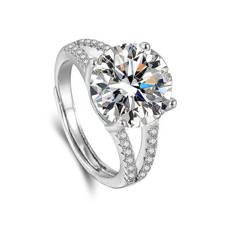 Women's Scepter Queen Row Ring, 5ct Imitation Moissanite Open Ring, Copper with Diamond Setting