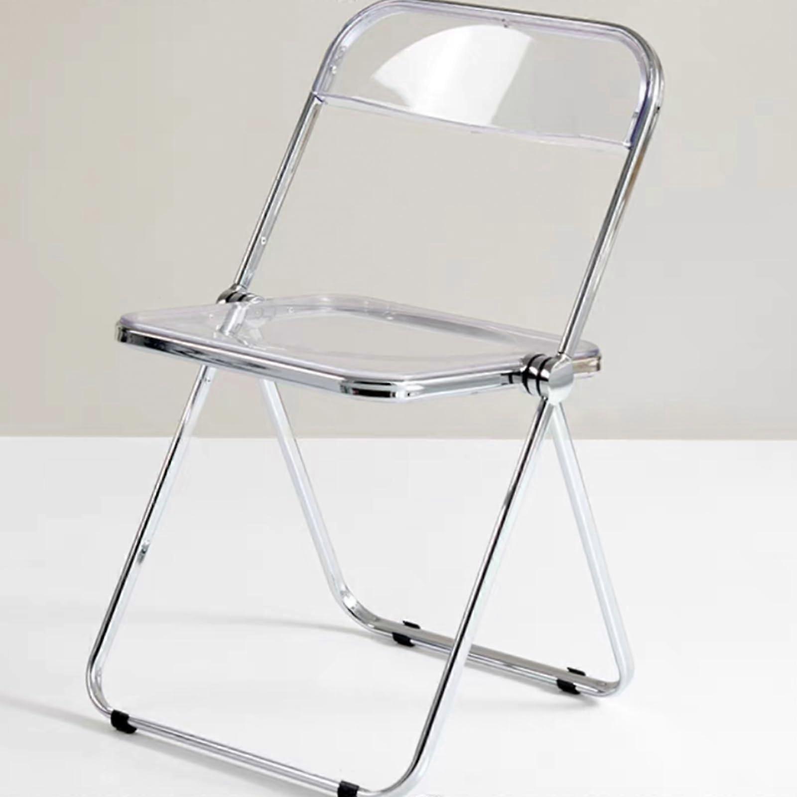 Modern Acrylic Folding Chairs Transparent Stackable Crystal Accent Side Chair With Chrome Frame For Living Room