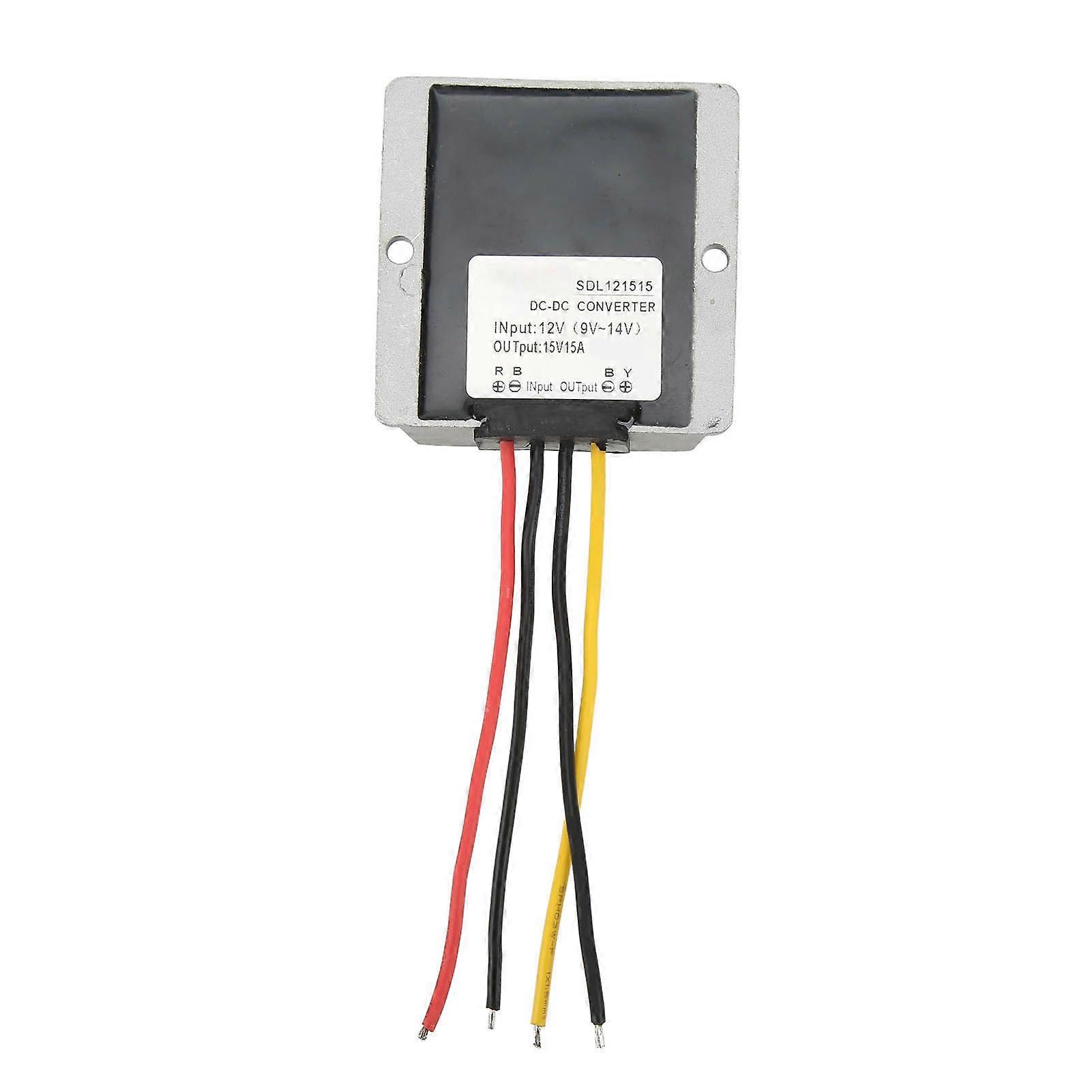 Waterproof DC to DC 12V 9-14V to 15V 10A Step-up Boost Converter Module Aluminum Shell for Car LED Strip Motor