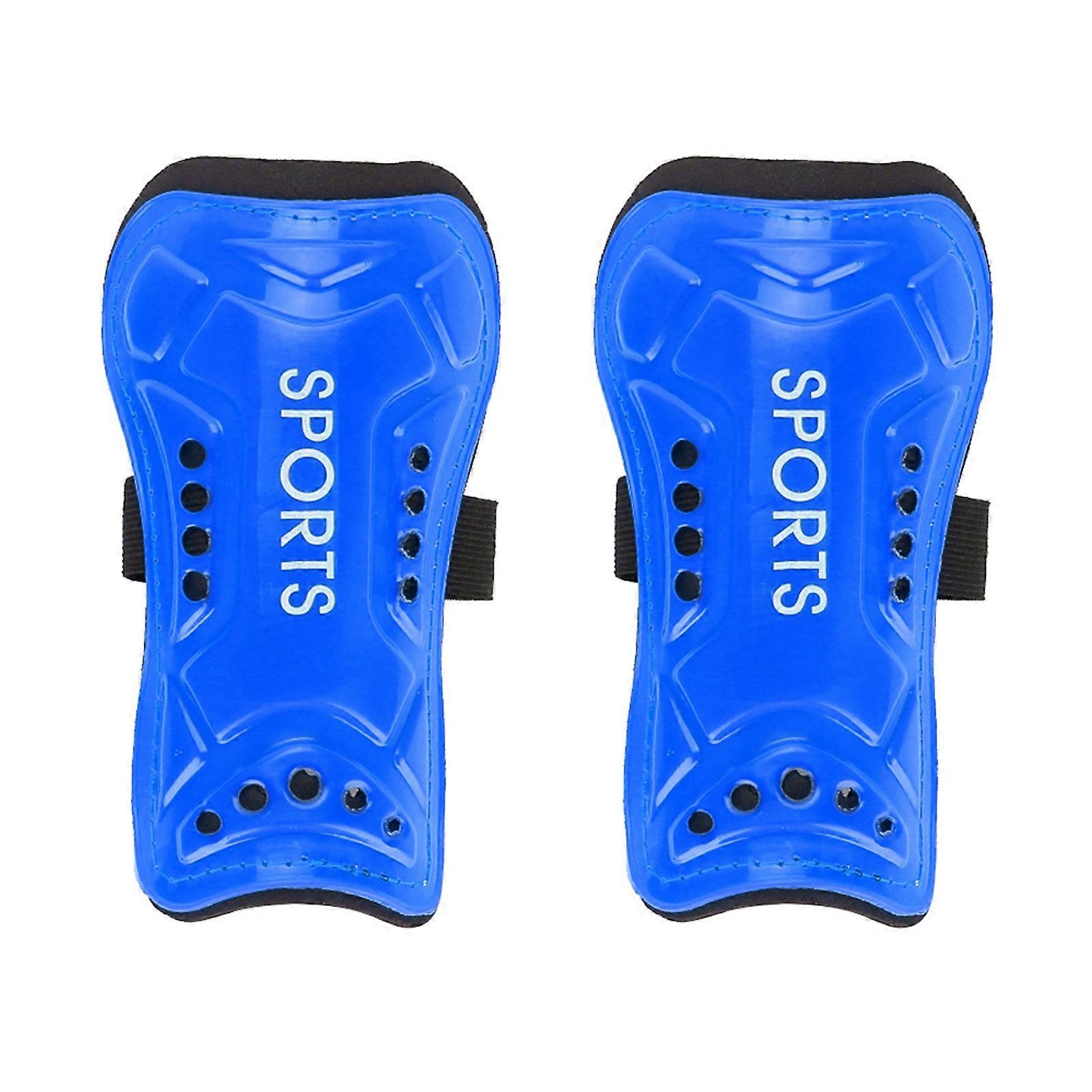 Pair of Kids Soccer Shin Guards, Training Leg Guards, Safety Protection, Adjustable Strap (Blue)