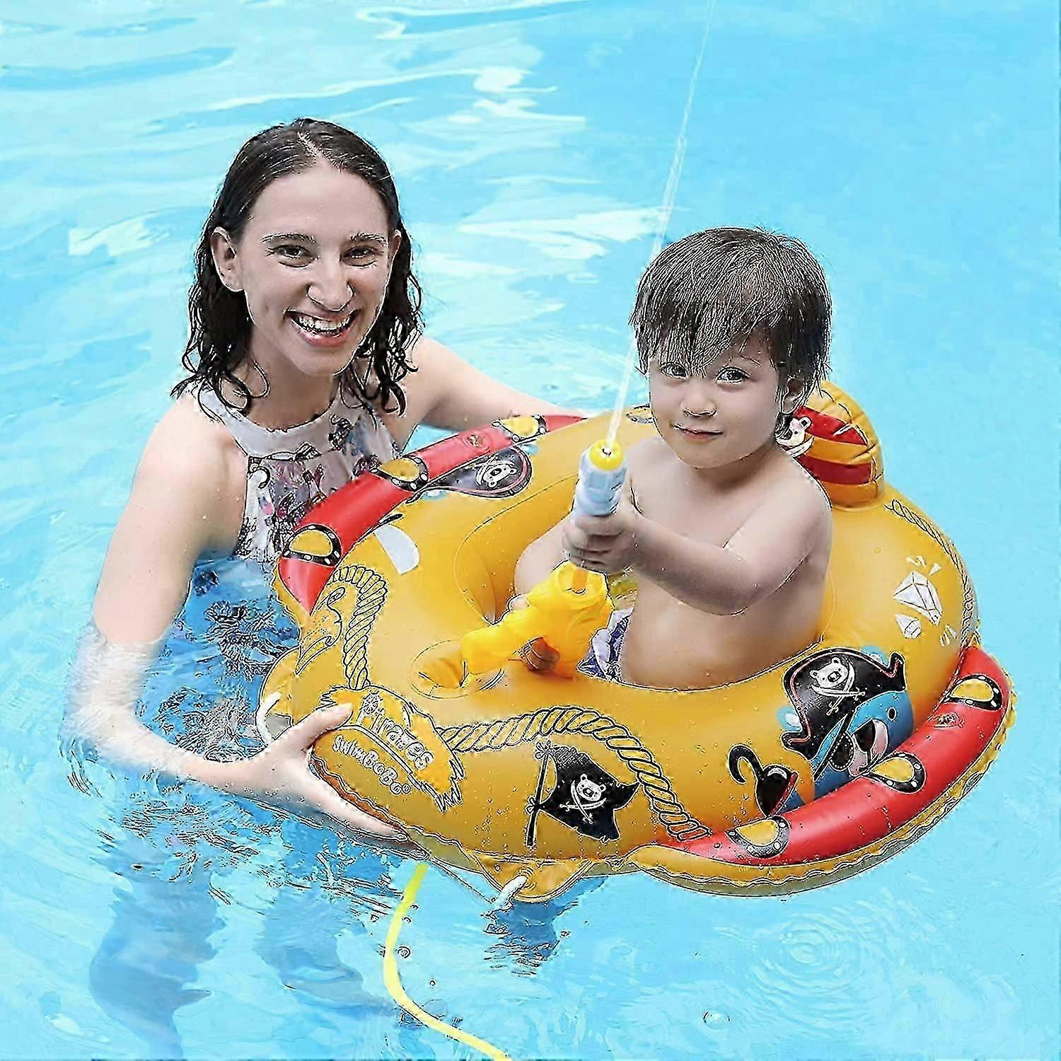 "Inflatable Pirate Boat Pool Float Swim Seat Boat Toddlers and Children's Toys for Age 1-4 Years Old"