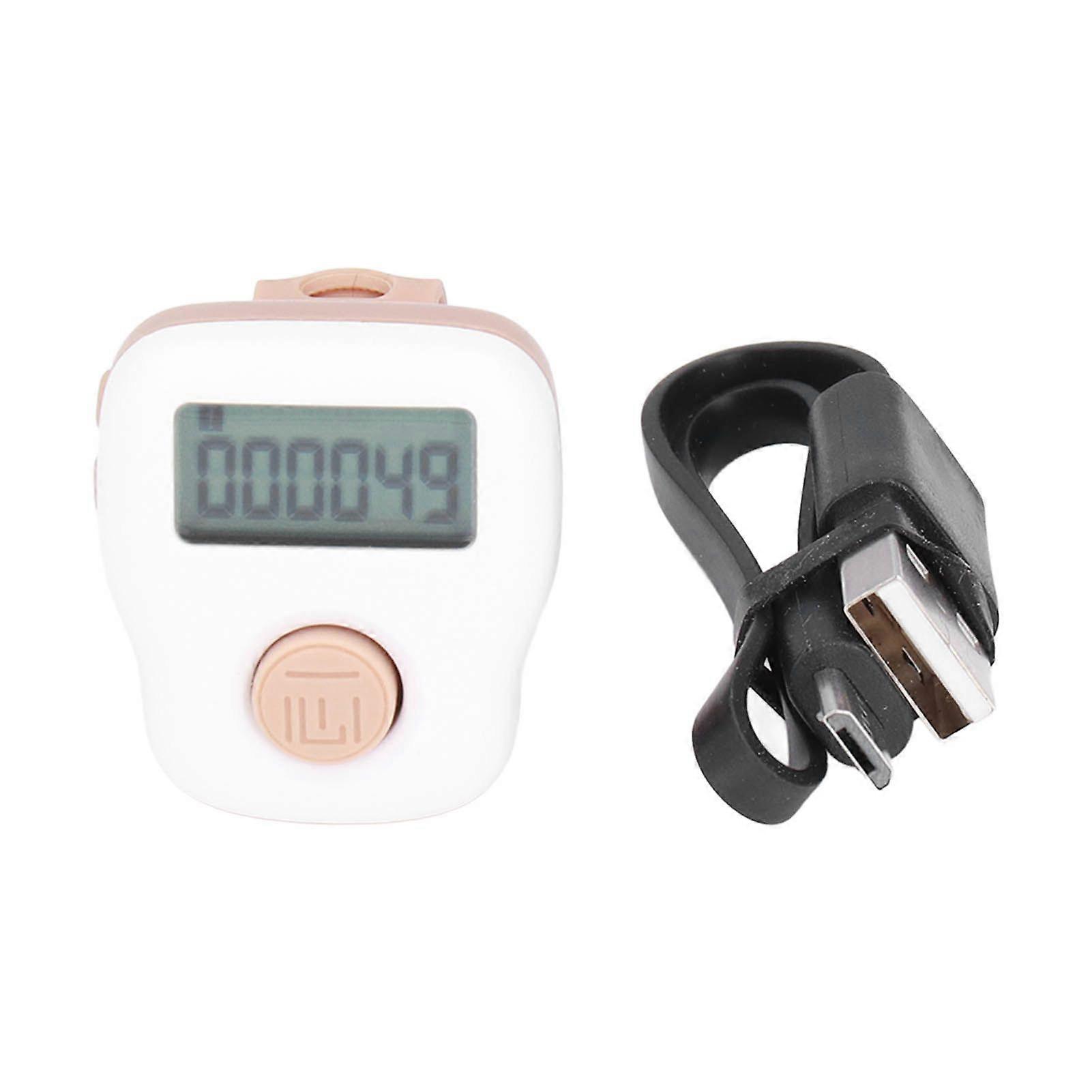 White Ring Counter Manual Luminous Ring Type USB Rechargeable Sweatproof Silicone