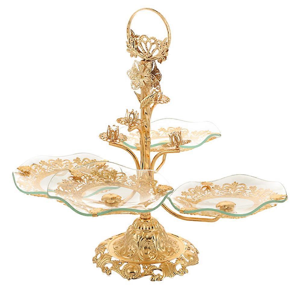 Glass Iron Fruit Plate for Multi-Layer Food Serving Dessert