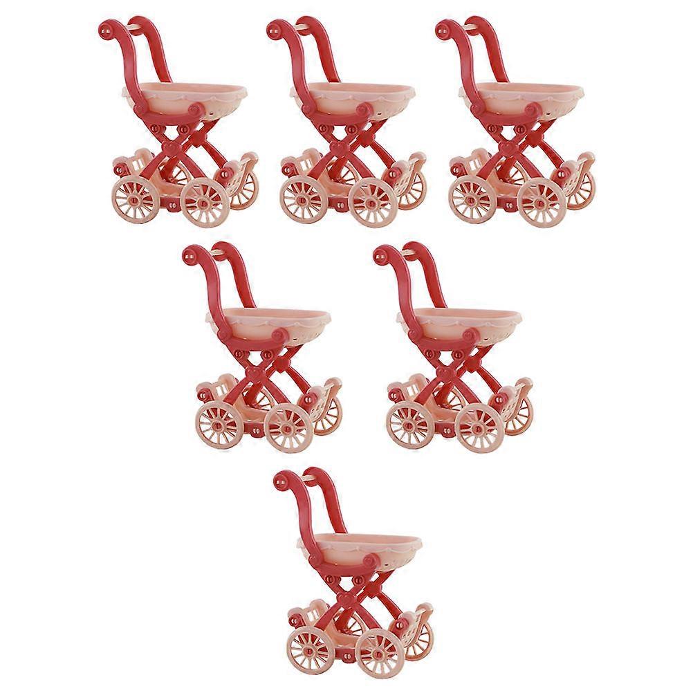 Mini Shopping Cart Lovely Doll Shopping Trolley Models for Decoration 6Pcs