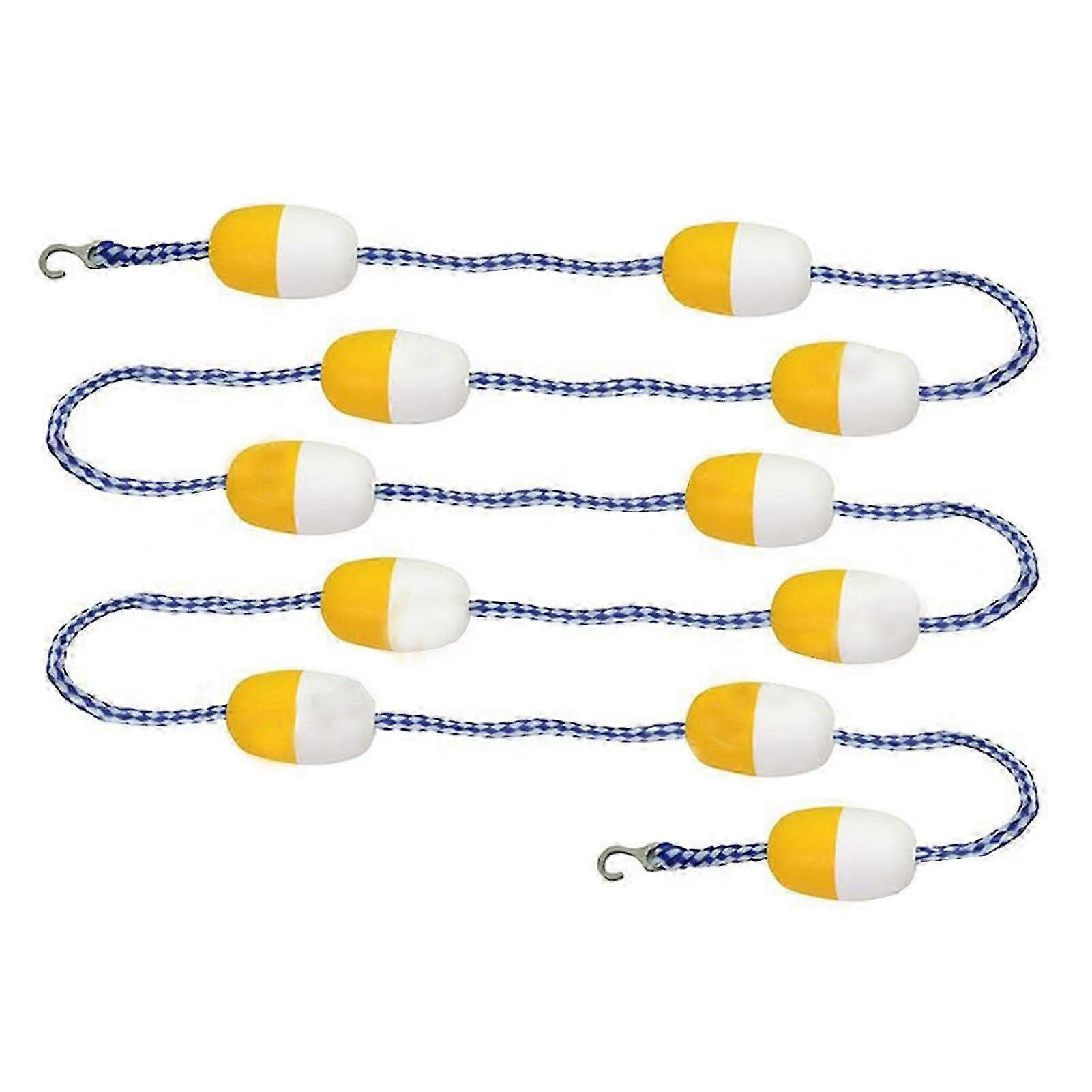 3,3 bis 60 foot floating dividing line for pools, antiwave rope with 2 hooks (yellow, 15m/50ft)