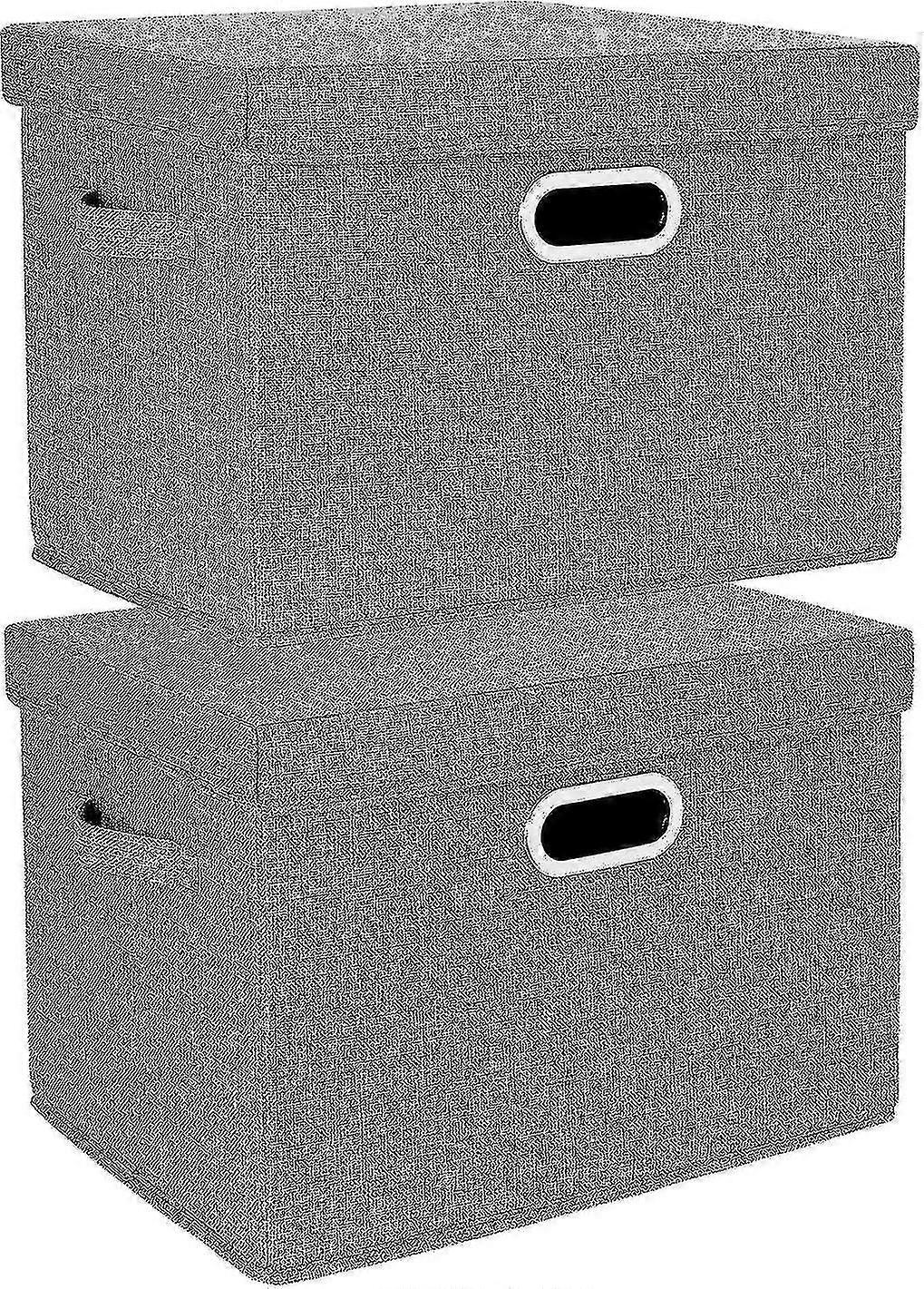 2 -pack Large Storage Box With Lid And Handle, Foldable Storage Boxes In Cube Shape Washable