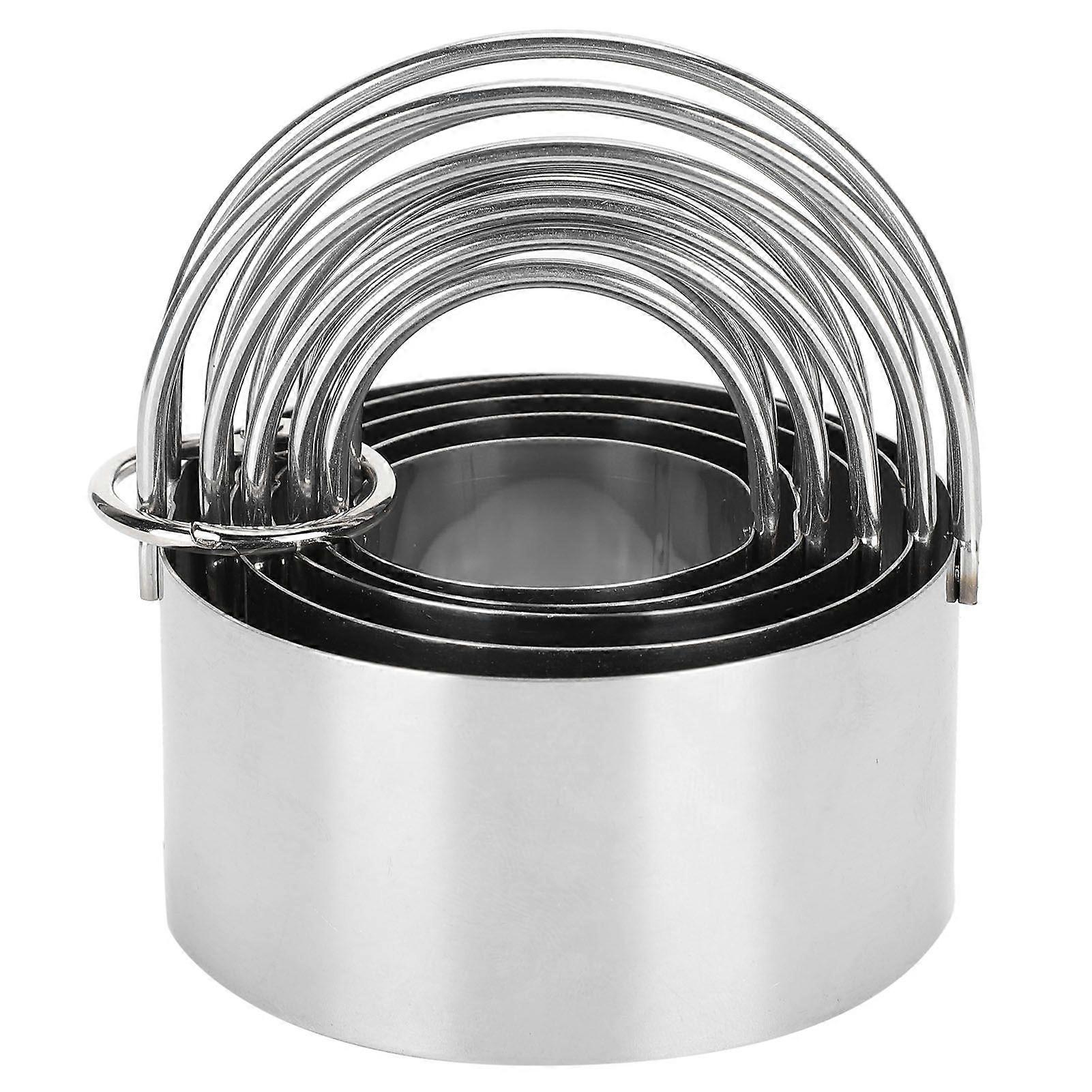 5PCS/Set Biscuits Cutter Stainless Steel Round Cookies Cutter with Handle Baking Dough Tools