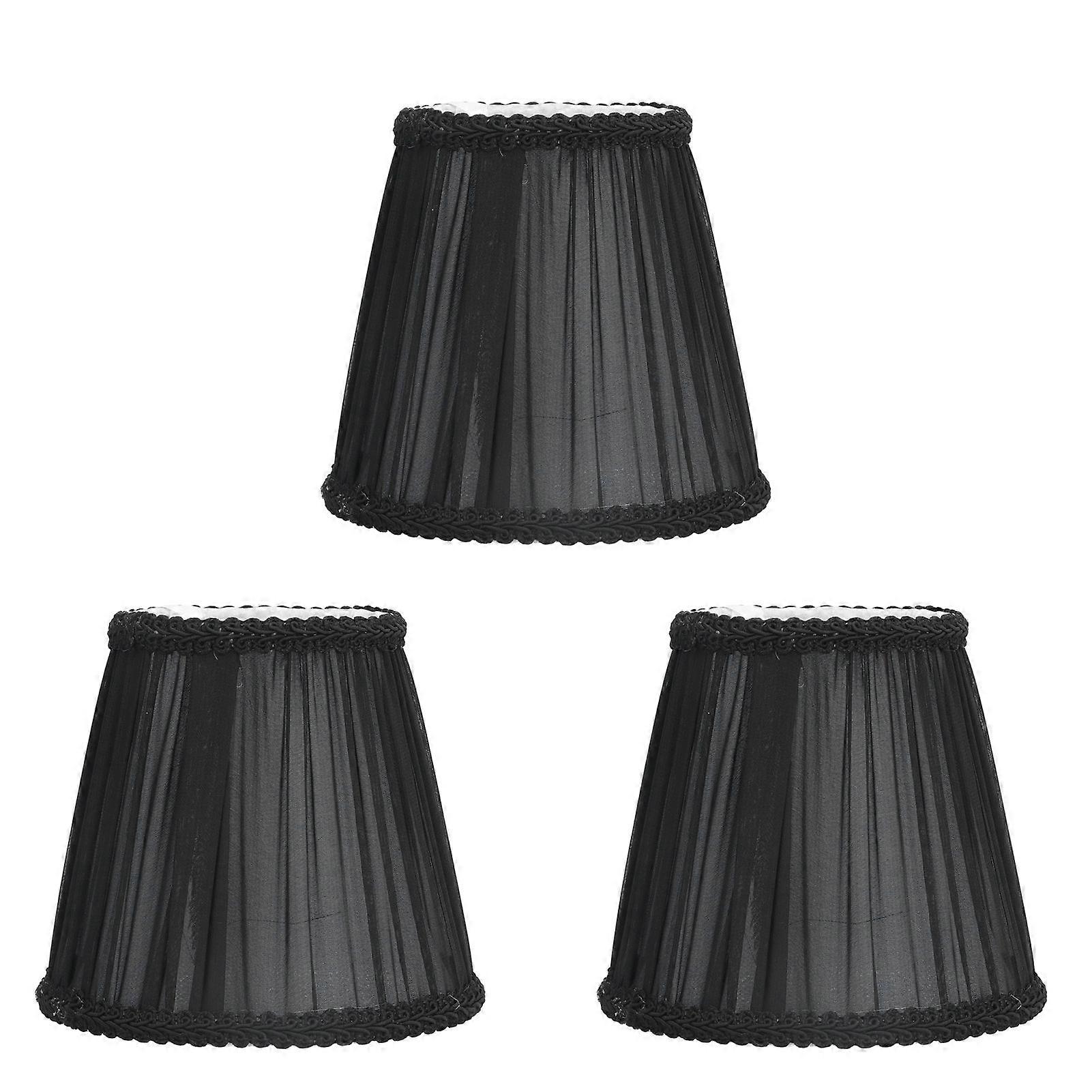 3PCS E14 ClipOn Cloth Lamp Shade Modern Fabric Lampshade Table Light Cover for Candle Chandelier(Black )