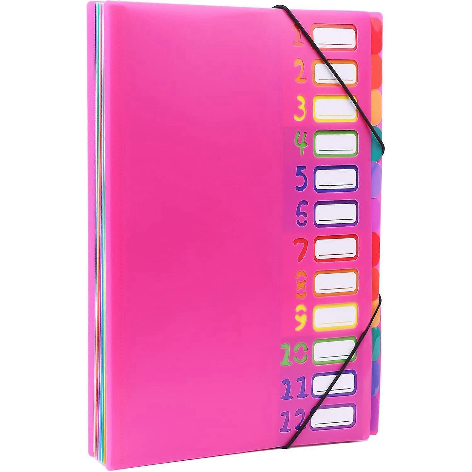 Multi-Layer Thick A4 Rainbow File Folder 12 Pockets with Tie Closure 322*250mm Office School Document Organizer
