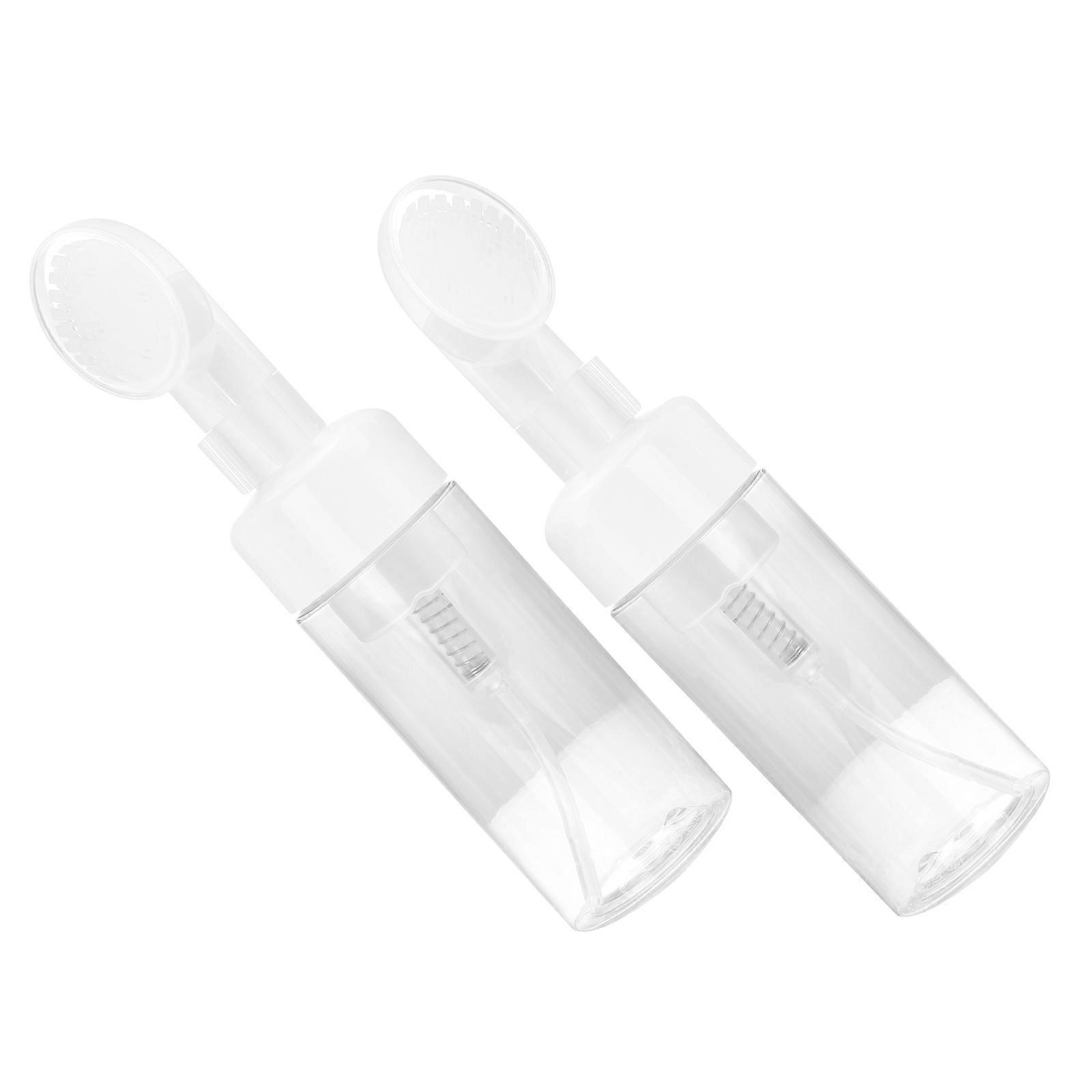 Foaming Bottle Dispenser 2Pcs Transparent Plastic Refillable Container with Brush Head for Storage