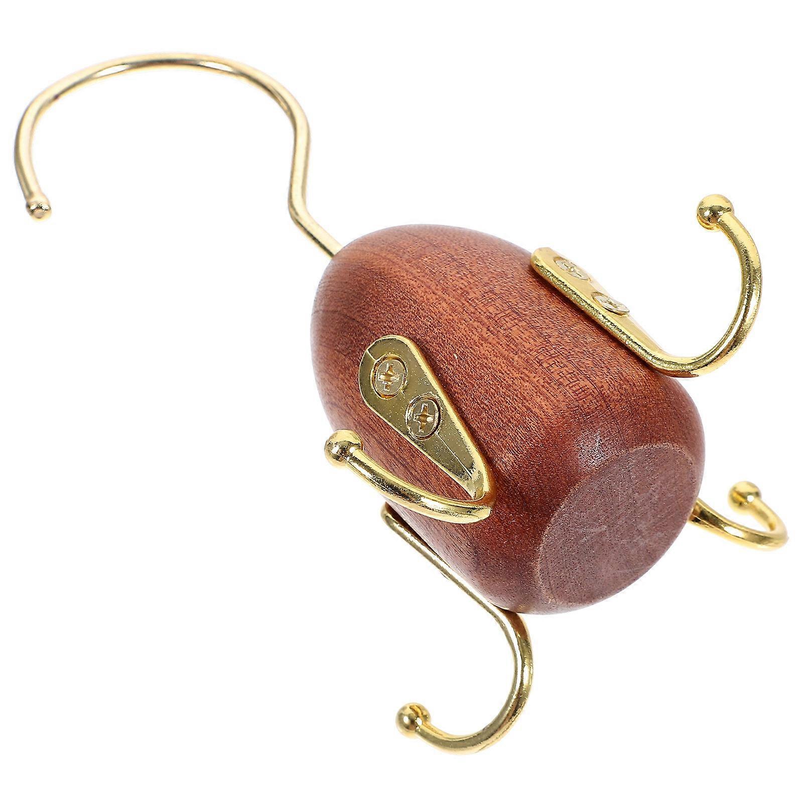 Hanging Wardrobe Hook Rack for Storage 5Pcs Coffee Wooden Iron