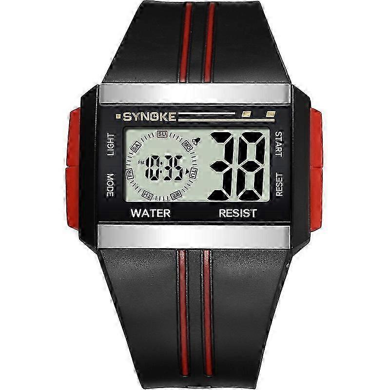 25-26 SYNOKE 9222 Men Large Screen Square Multi-Function Waterproof Luminous Electronic Watch
