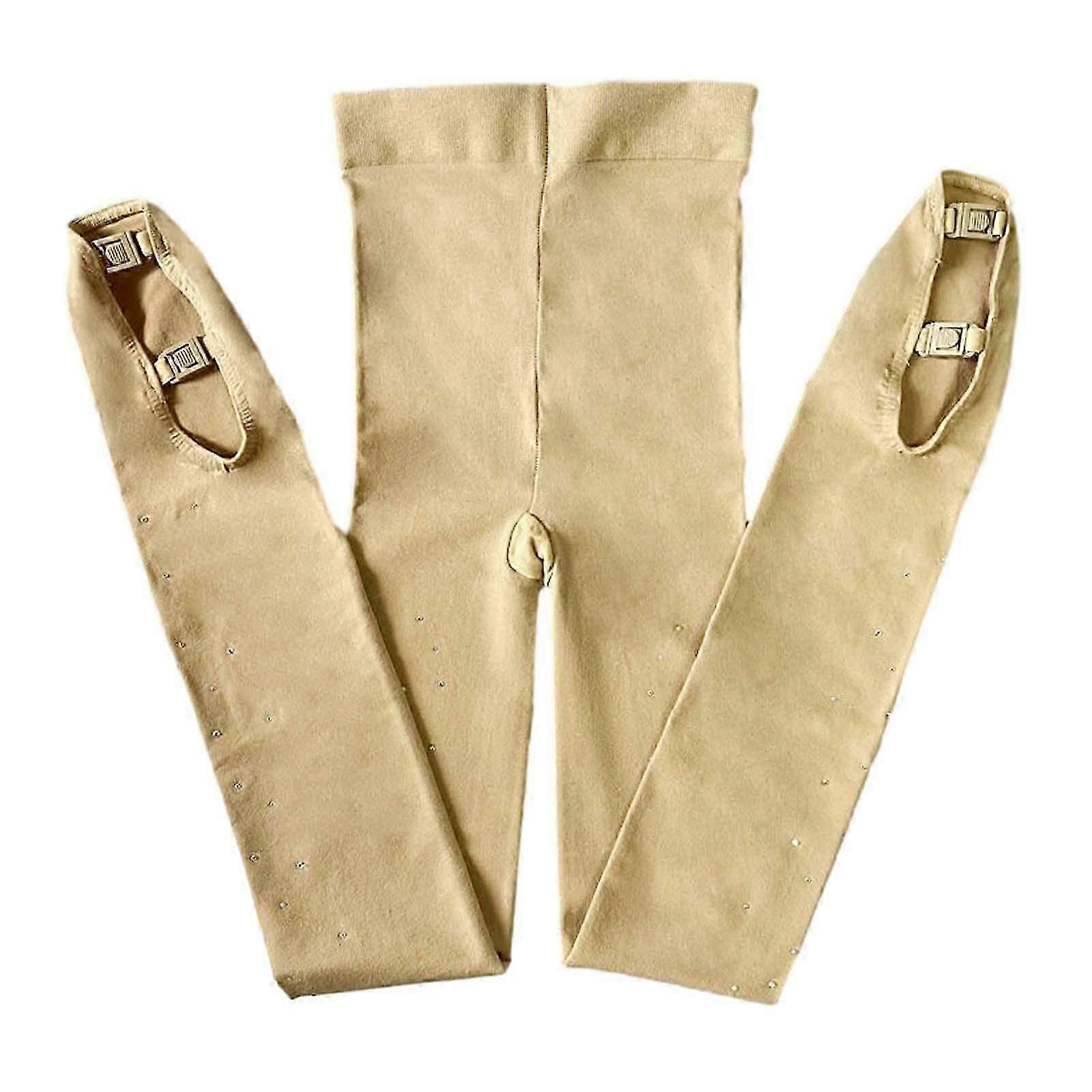 Figure Skating Pantyhose Ice Skating Boot Tights Socks Pants with Double Buckles