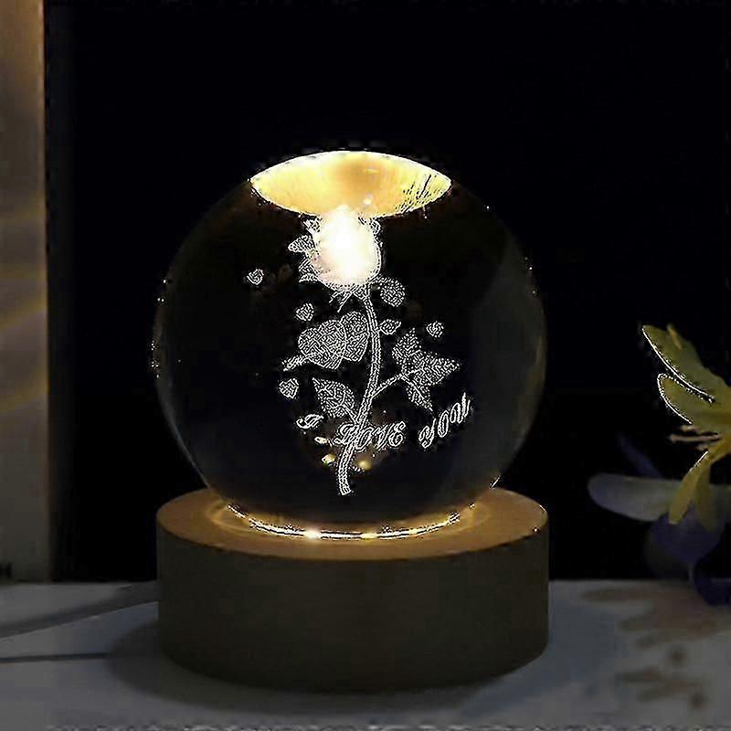 Luz Noturna LED de Cristal 3D Little Prince com Base de Madeira - Presente de 7 Cores para Crianças