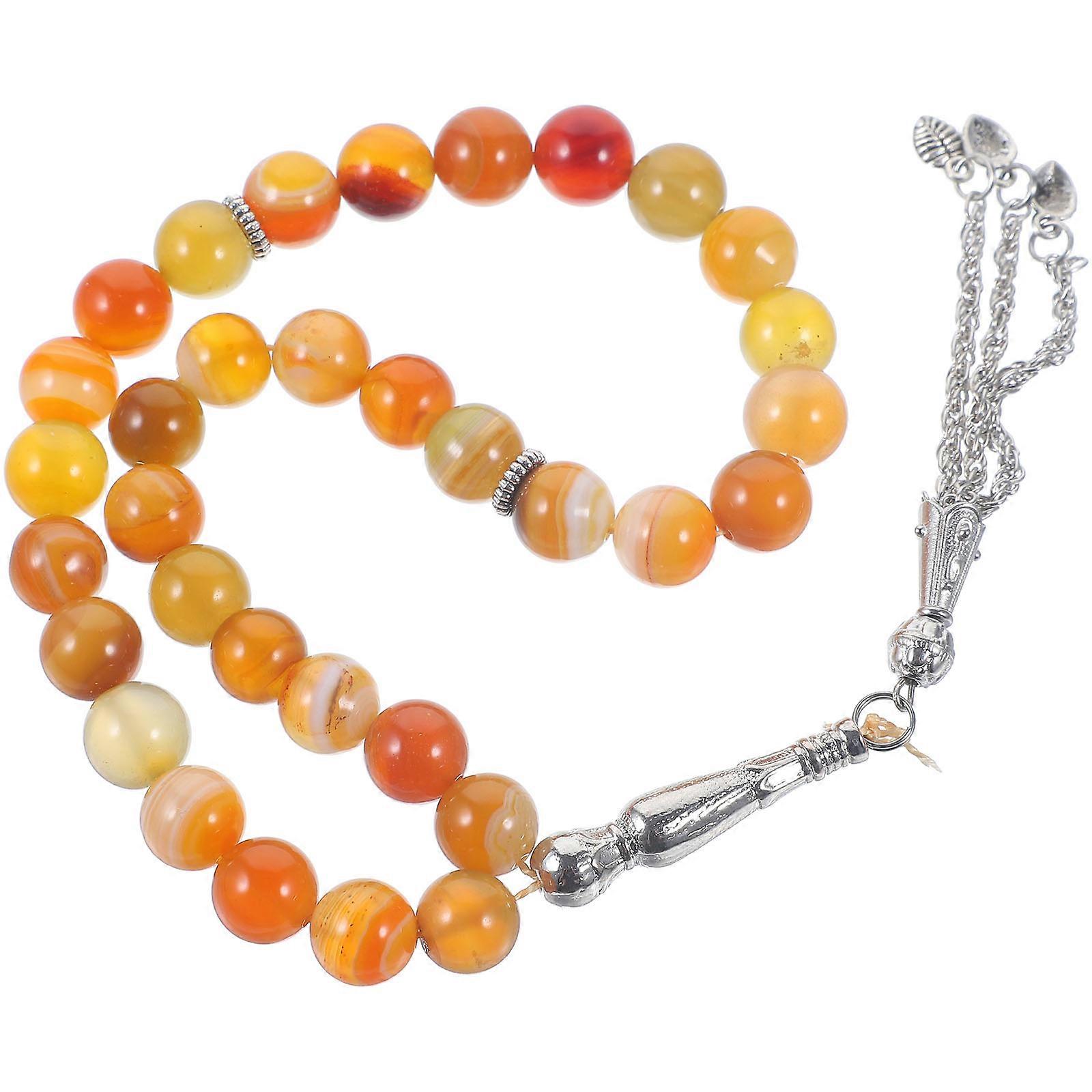 Agate Beaded Bracelet for Prayer with Beads Dark Brown