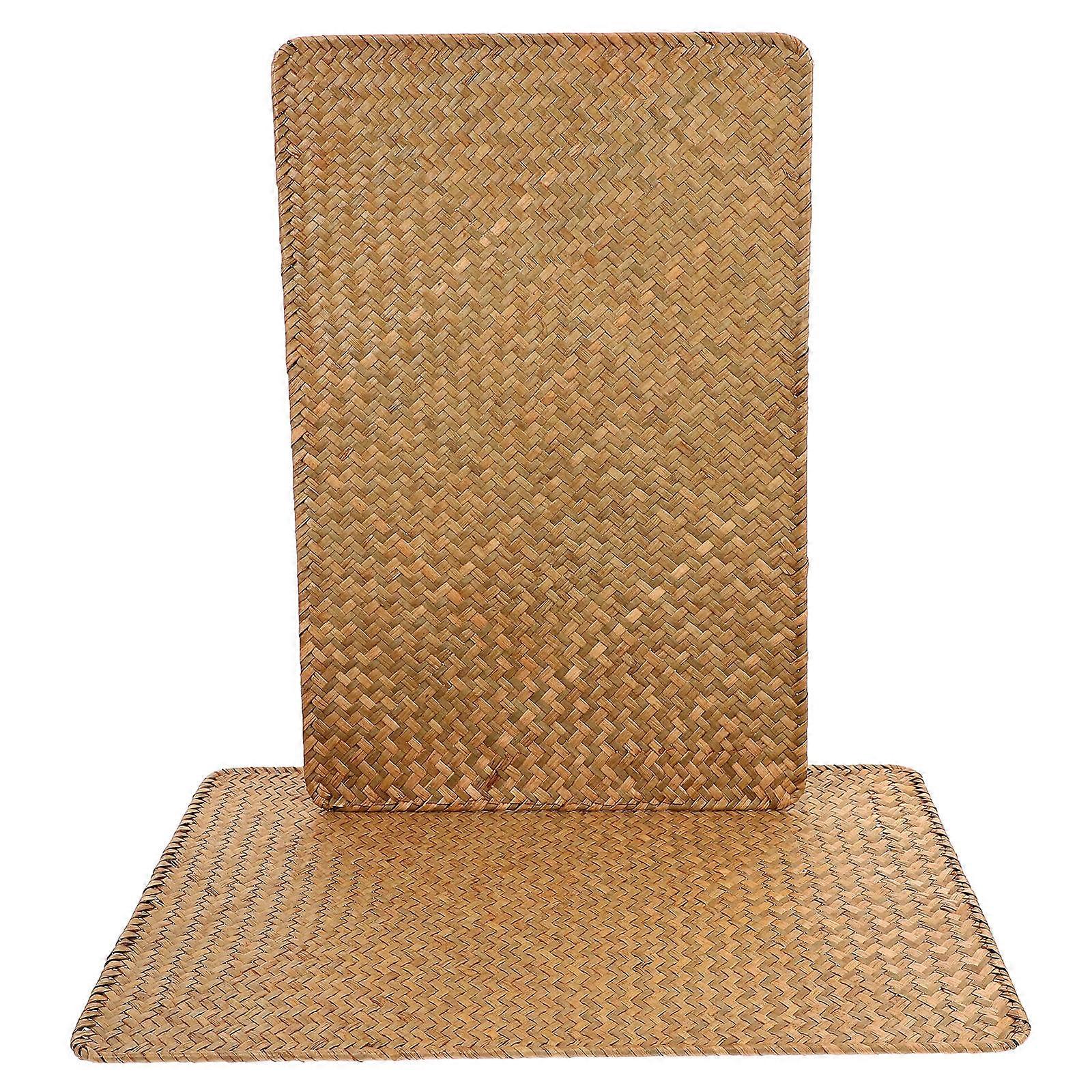 Woven Placemats Rectangular Table Mats for Dining Table 4Pcs Khaki Set