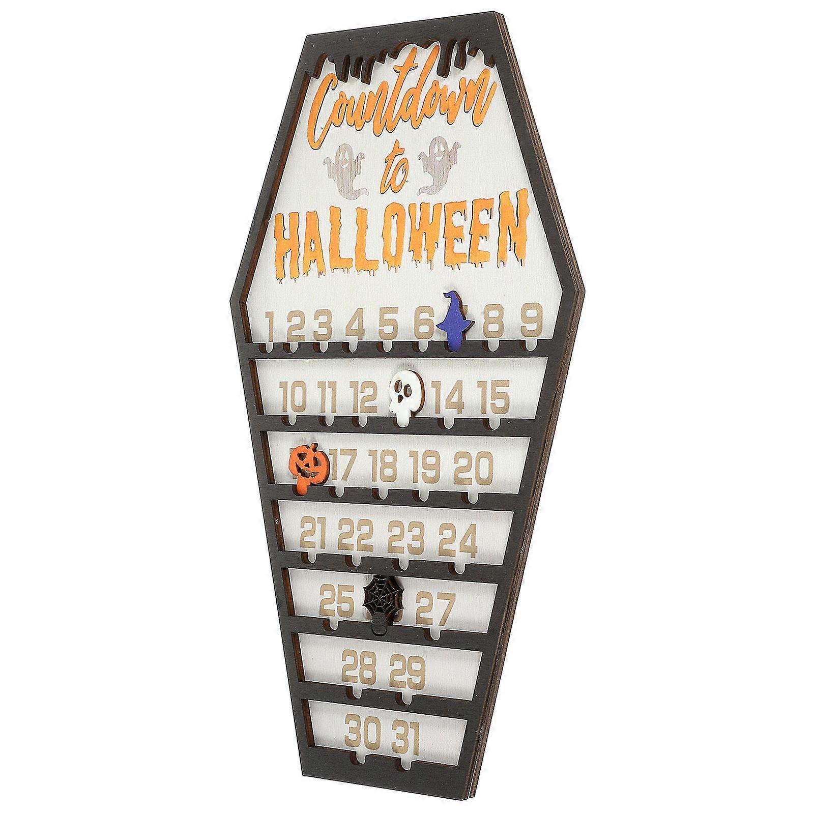 Halloween Coffin Countdown Calendar Wooden for Reminding Use 2Pcs