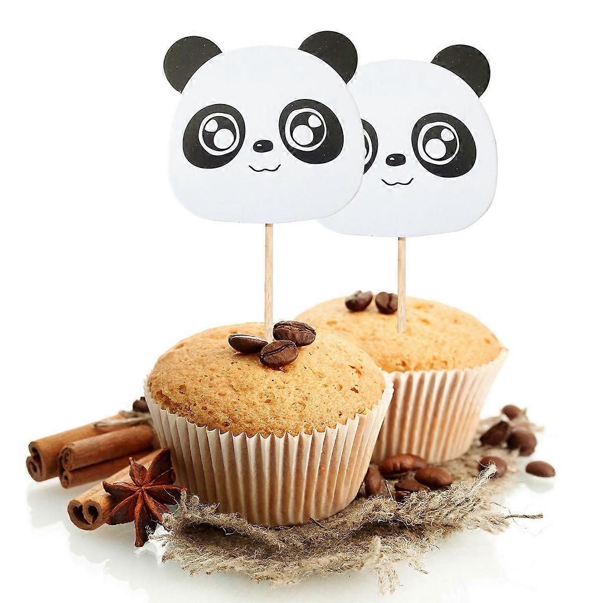 Egg Cake Insert Cake Topper for Decoration 6Pcs Panda Party Dessert Decor