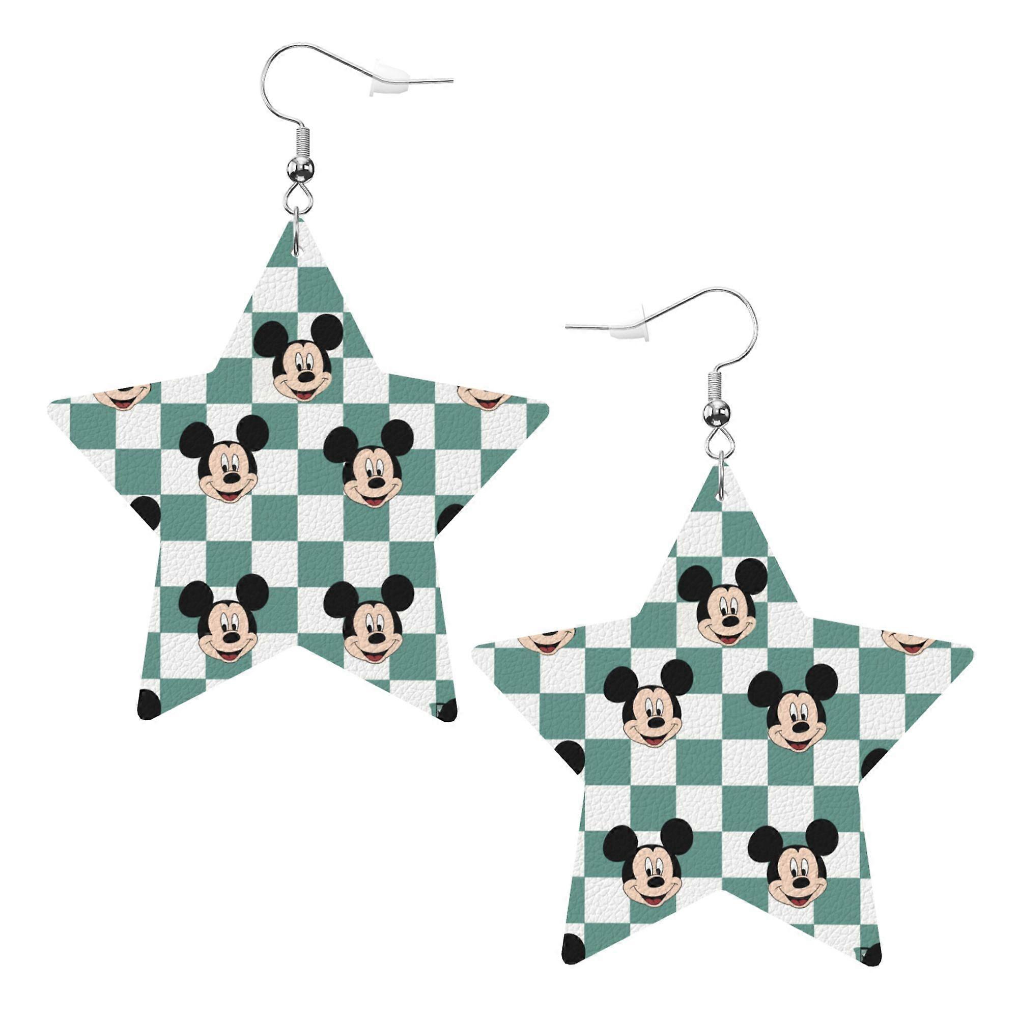 Cartoon Mickey Mouse Leather Earrings Christmas Decorative Design Faux Leather Earring Lightweight Dangle Drop Earrings for Women