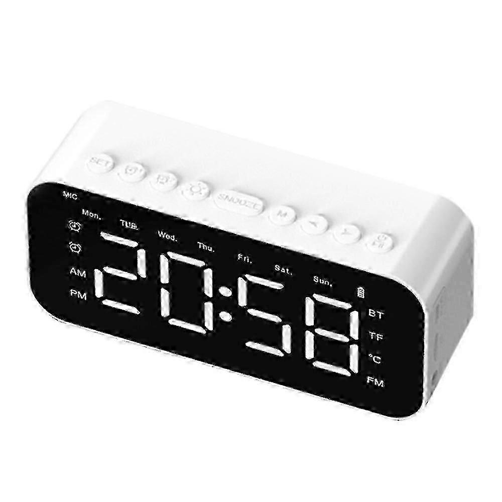 Digital Alarm Clock Mirror Wireless Bluetooth Sveglia Bianco