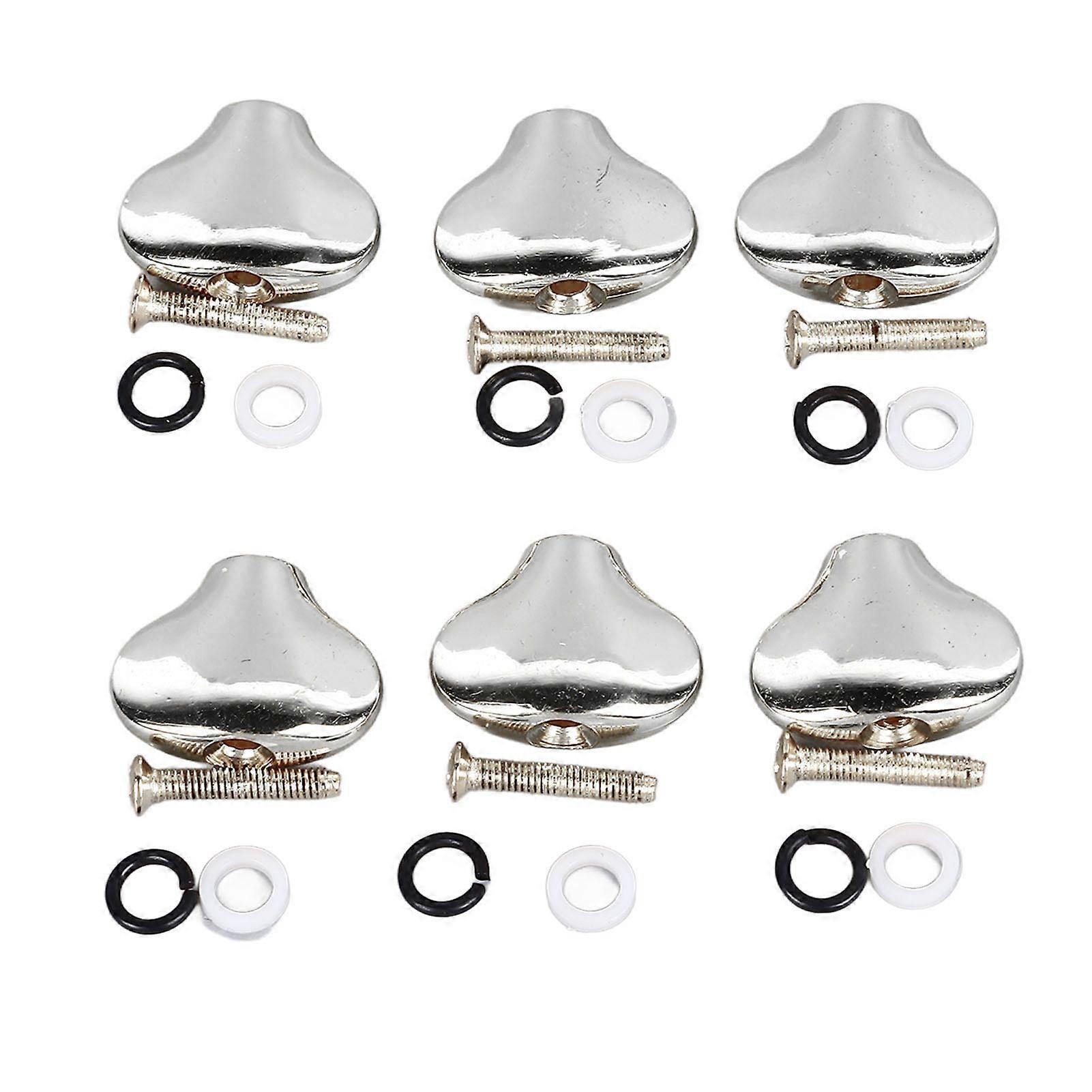 6 Pcs Guitar Machine Head Button Exquisite Fish Tail Shape Comfortable Grip Metal Tuning Peg Head