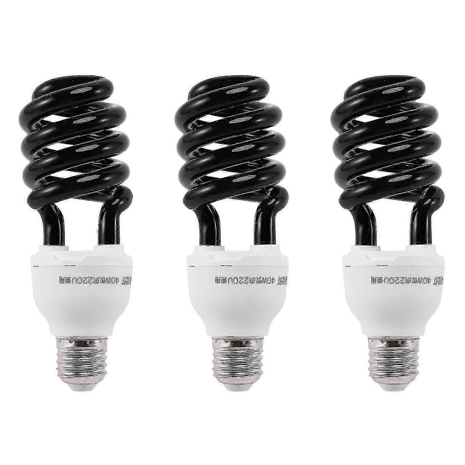 3x E27 40w 紫外線紫外線蛍光ブラックライトCFL電球ランプ220v 形状:スパイラルワット数ボルト