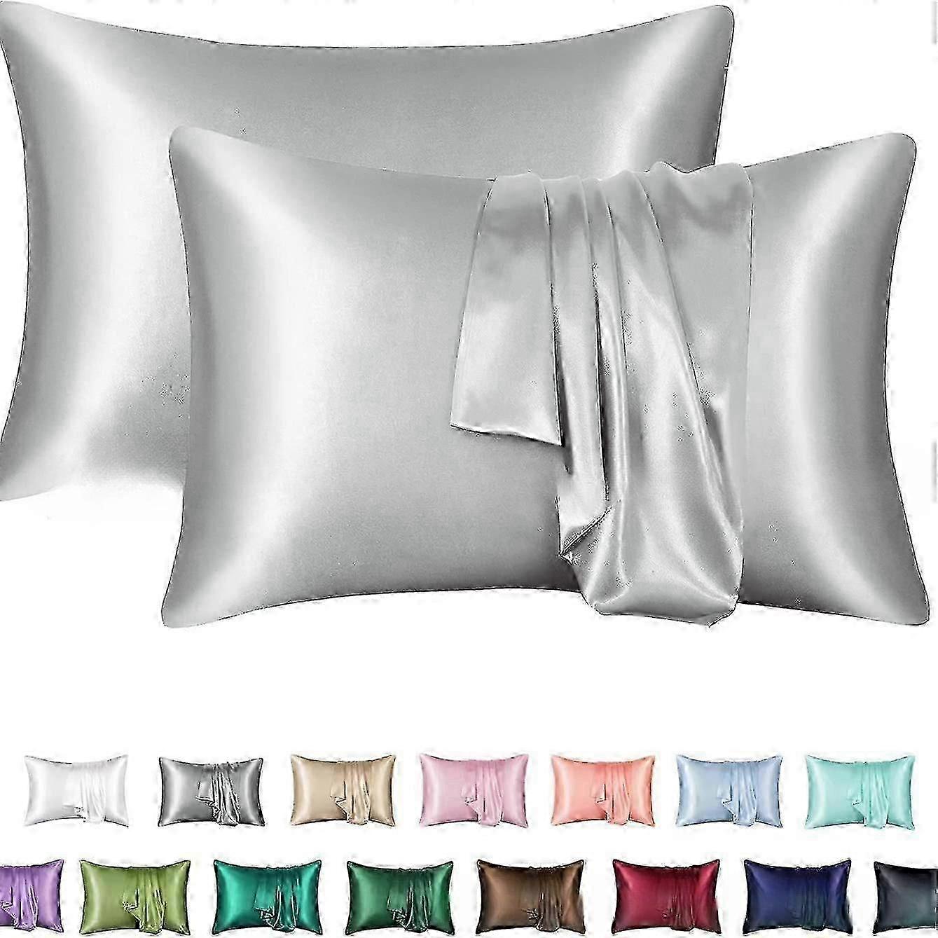 2pcs Soft & Smooth Satin Pillowcases with Solid Color Envelope Design - Reduce Hair Breakage & Wrinkles for Lucky-B Brand