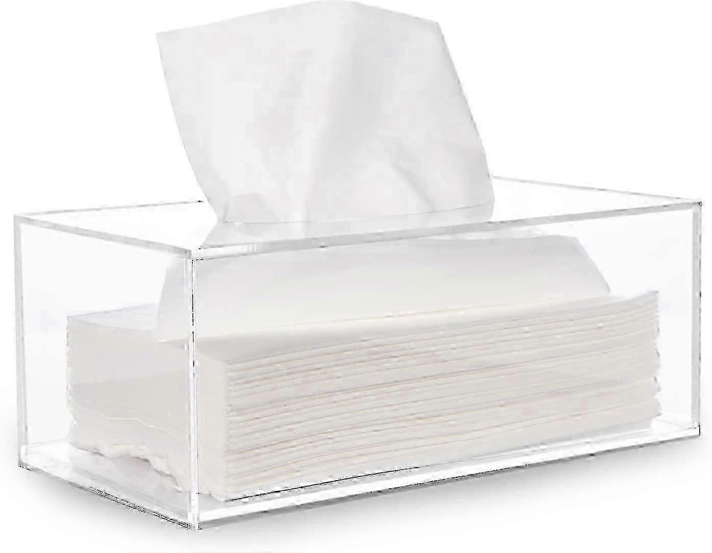 フェイシャルティッシュディスペンサーボックスカバーホルダー透明アクリル長方形ナプキンオーガナイザーバスルーム、キッチン、オフィスルーム用$squareペーパーフェイシャルティッシュボックス