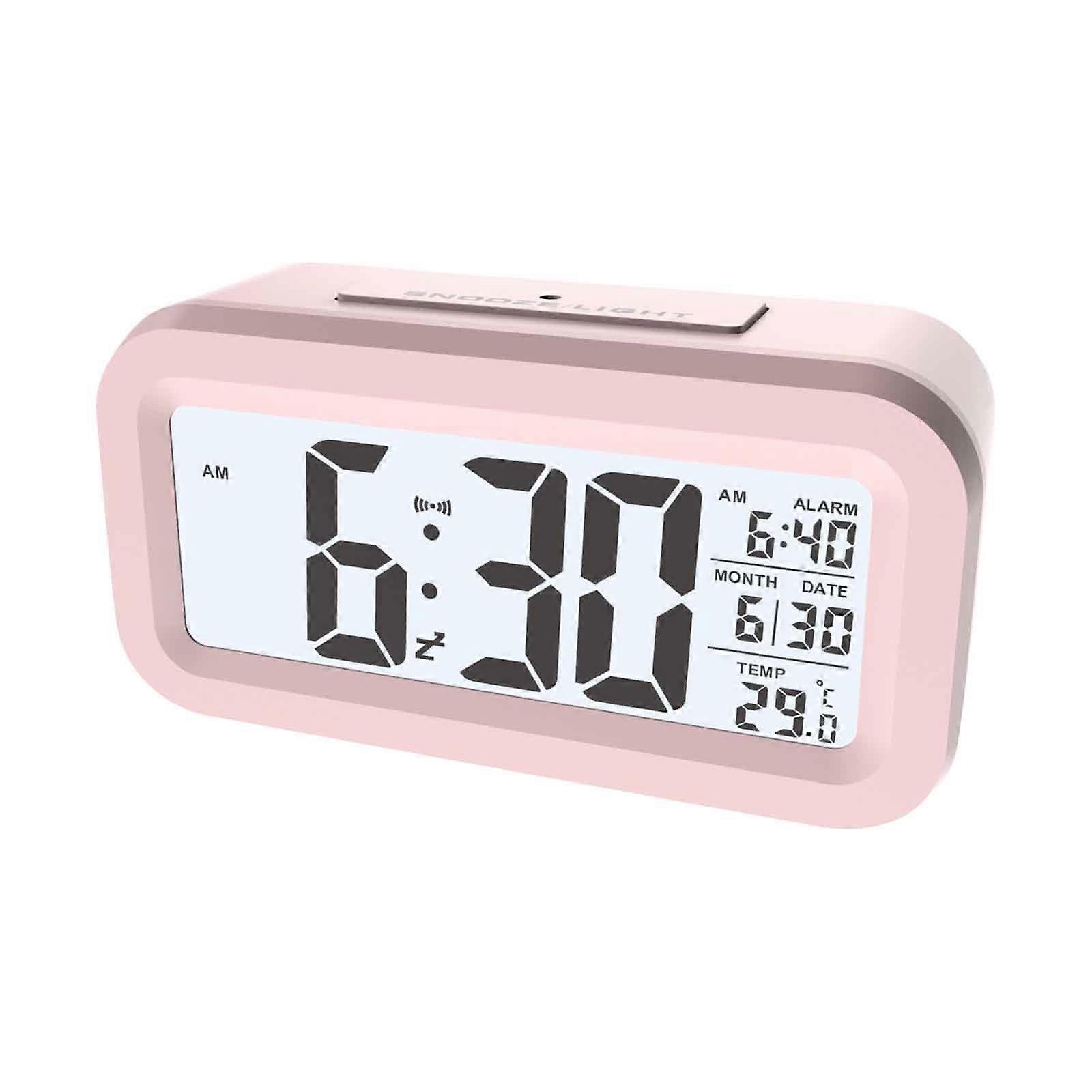 Hohaski Radio Alarm Clock with Temperature, Silent LCD Display, Light Sensing & Snooze - Smart Clock for Bedroom