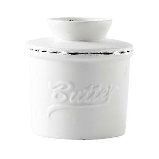 فخار زبدة السيراميك مع غطاء - طبق زبدة فرنسي لوعاء تخزين الزبدة الطرية القابل للدهن مع خط مياه لمستلزمات المطبخ