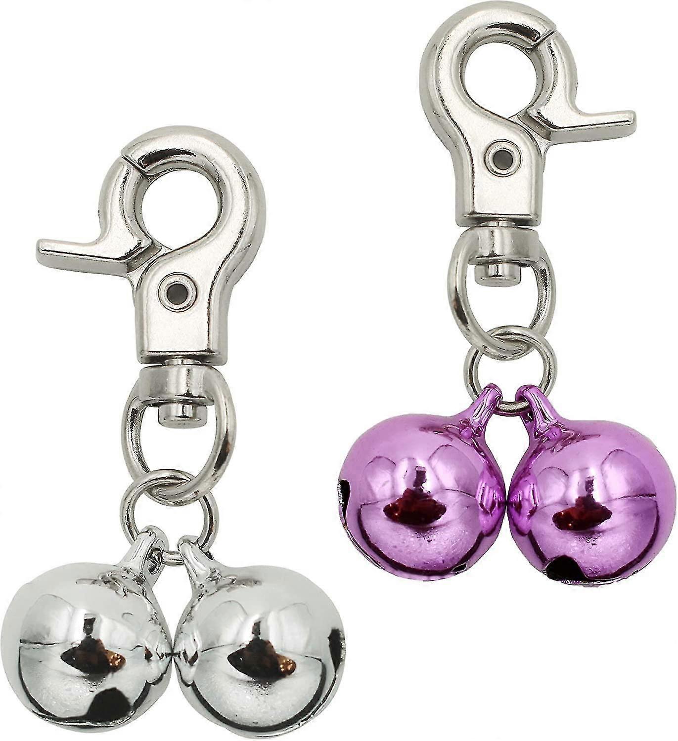 犬の首輪のためのベル - ヘビーデューティスナップクリップ付き犬&猫のための2パックステンレススチールベルネックレス