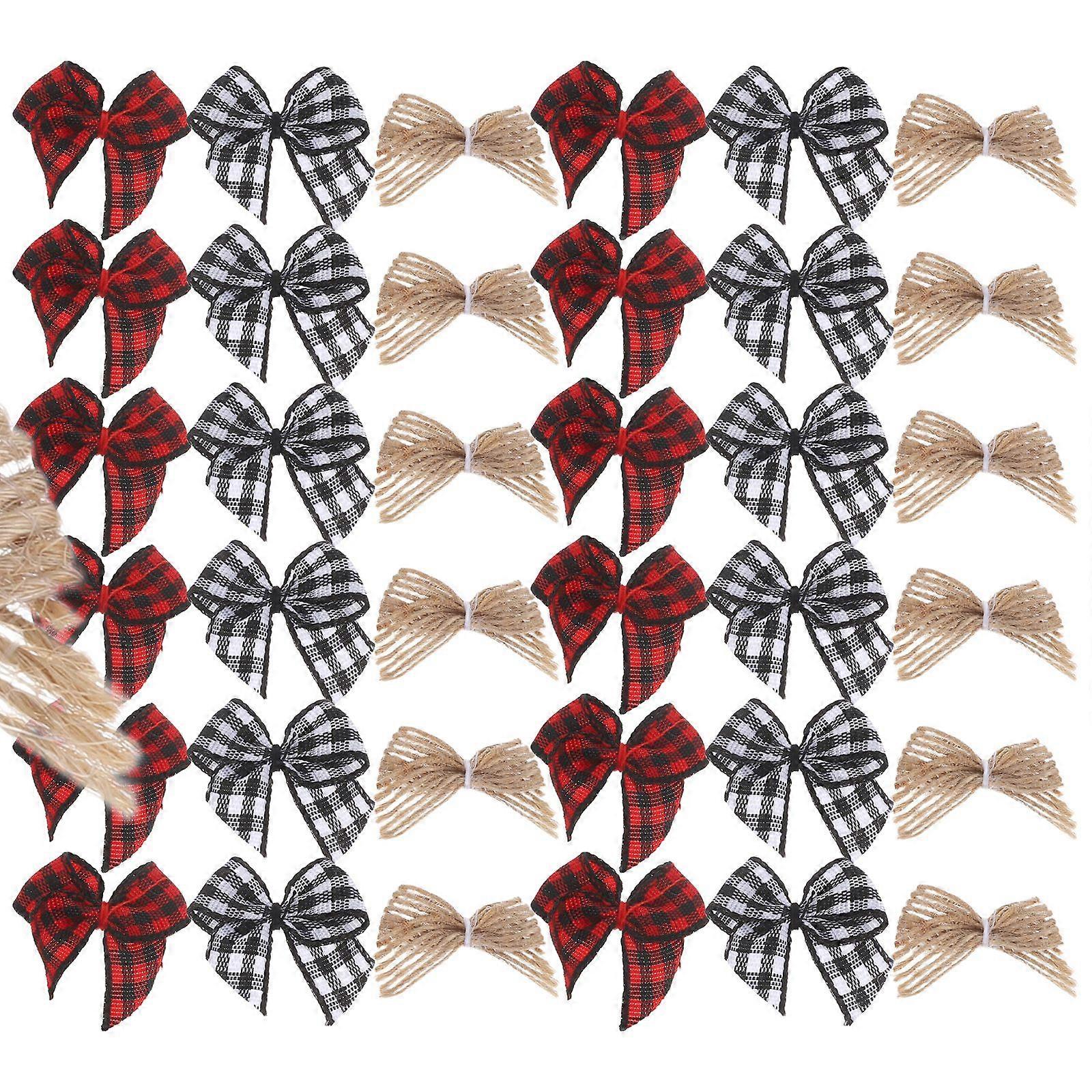 150pcs Mini Checkered  Bowknot -  Polyester Small Bowknots for DIY Crafts Sewing Projects Present Wrapping Party Decorations