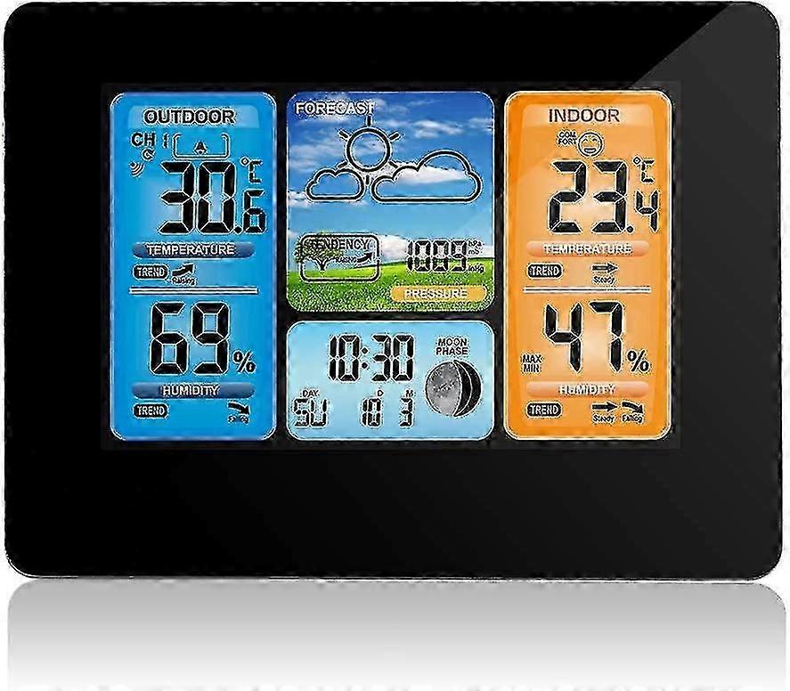 תחנת מזג אוויר עם חיישן חיצוני, מדחום, מד היגרומטר, רדיו פנימי וחיצוני סטאטי מזג אוויר