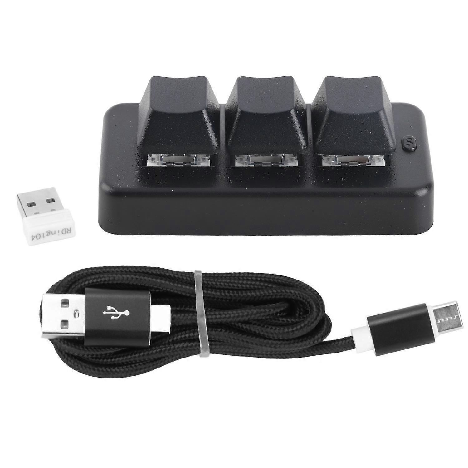 3 Keys Keyboard RGB Backlight USB 2.4g Wireless Three Button Three Mode Mini Programming Mechanical 