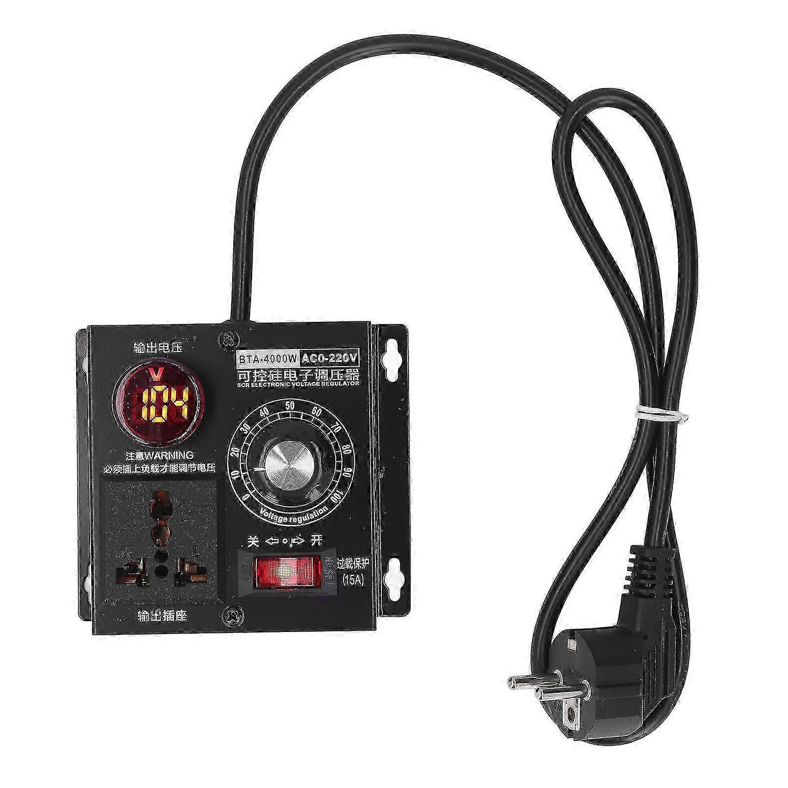 Voltage Regulator with AC 220V Input and Adjustable Output for 4000W Devices - SCR Voltage Controller Switch