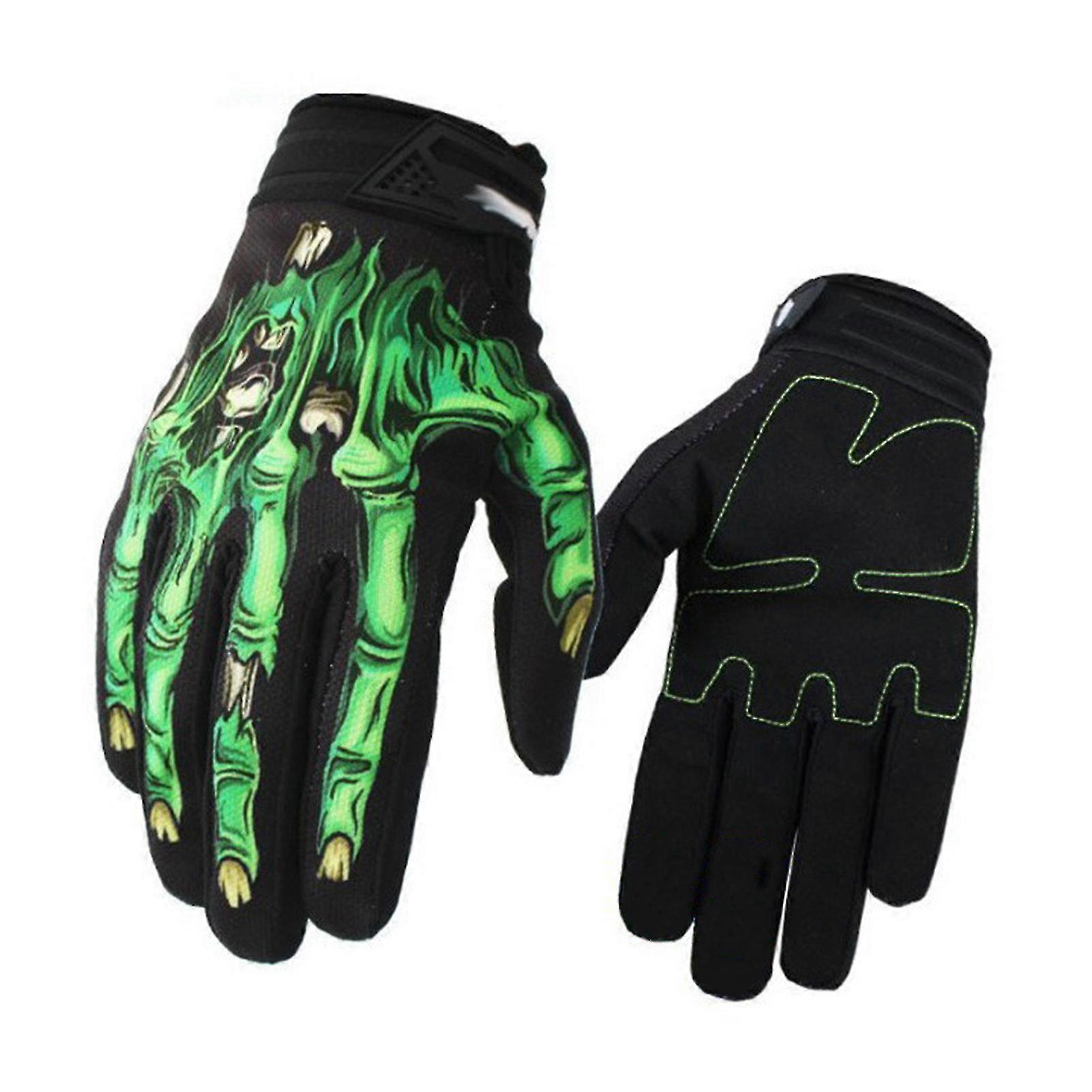Skeleton pattern motorcycle gloves - touchscreen breathable riding gloves