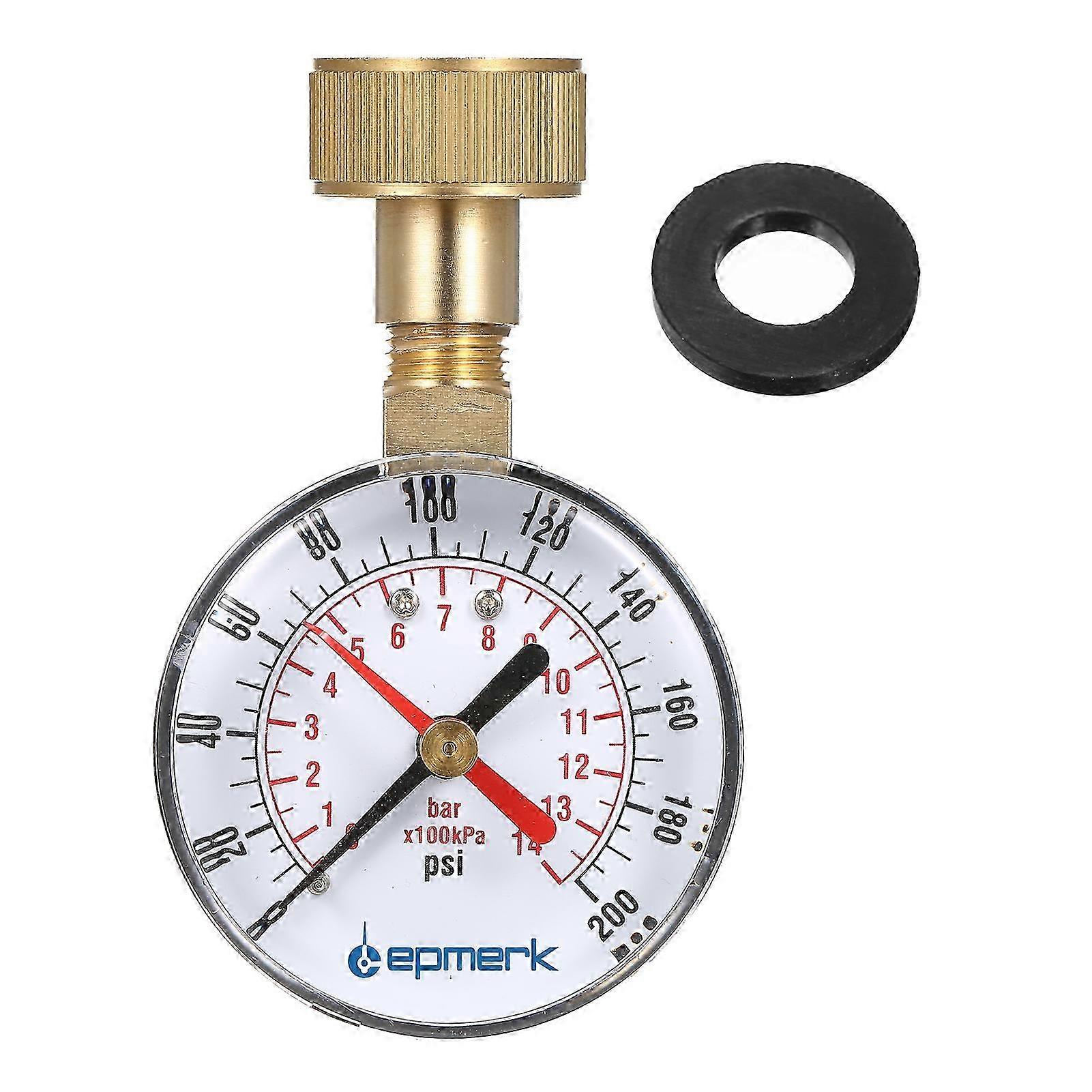 Lepmerk 2- 1/2  Pressure Gauge Water Pressure Test Gauge 3/4  Female Hose Thread 0-200 PSI with Red Pointer SZRH