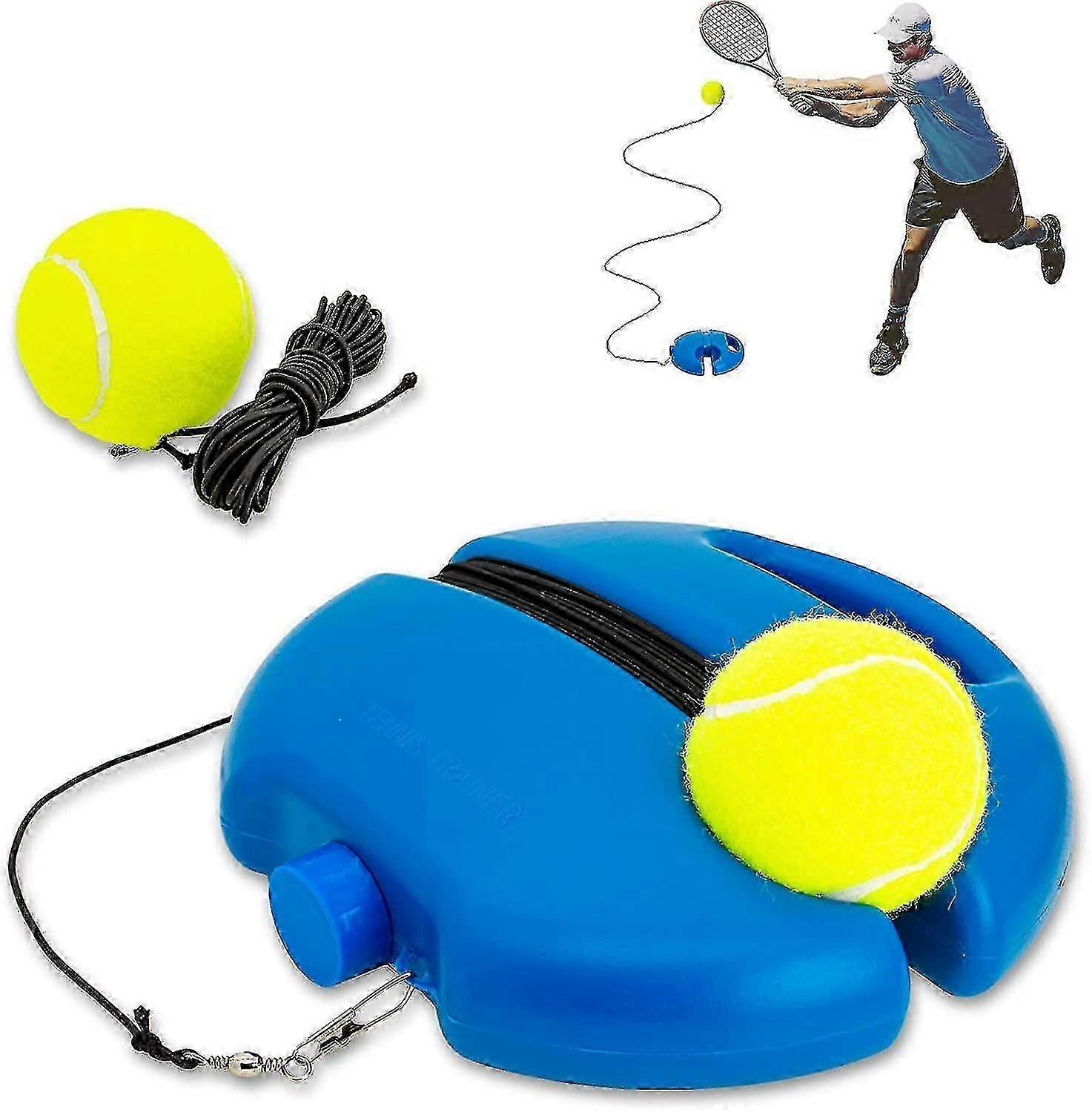 Portable Tennis Trainer Rebound Ball, Blue, Self-Practice Training Tool