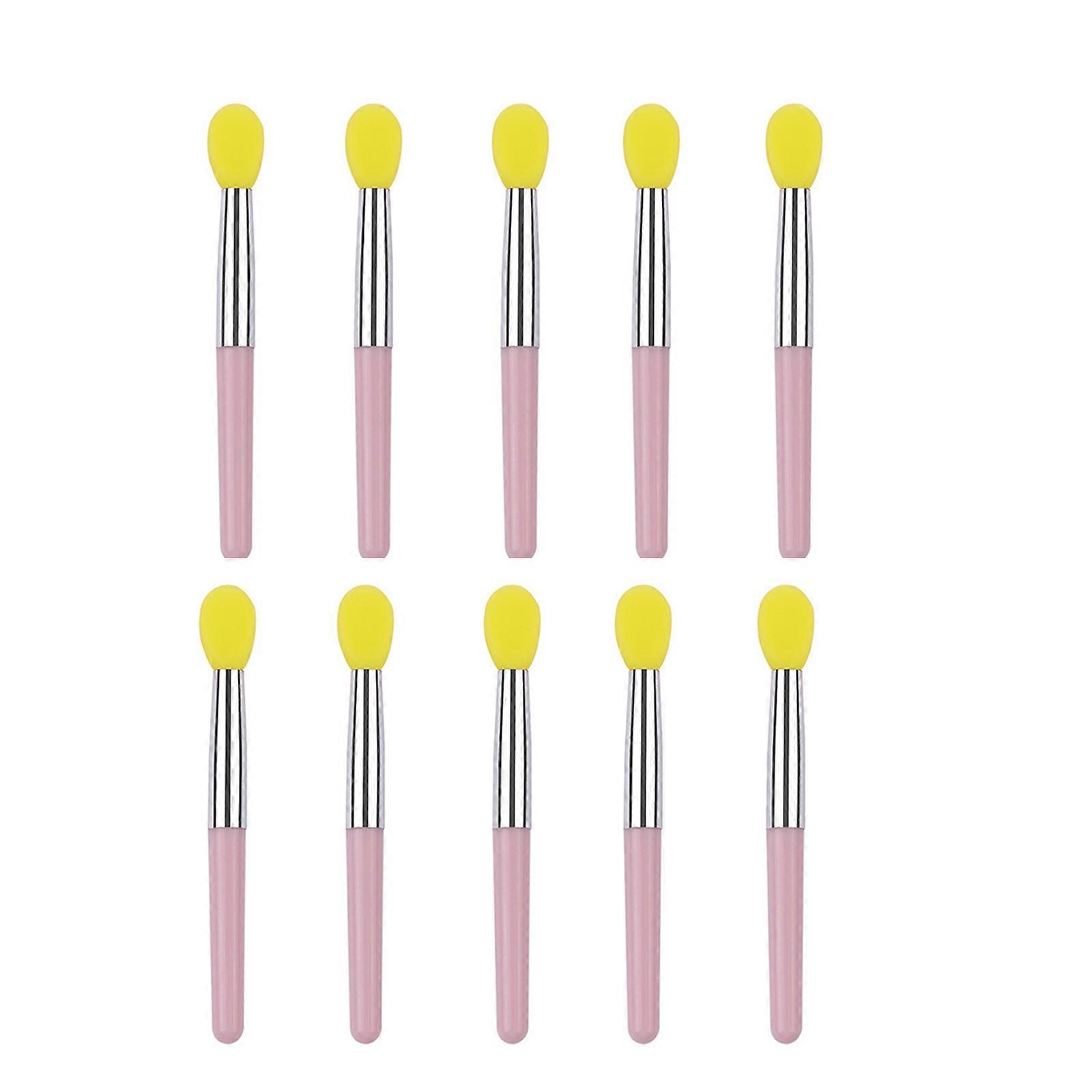 10pcs Mini Lipstick Brushes 10 Silicone Tip Applicators Compact Travel Essential for Precise Cosmetic Application Multicolor
