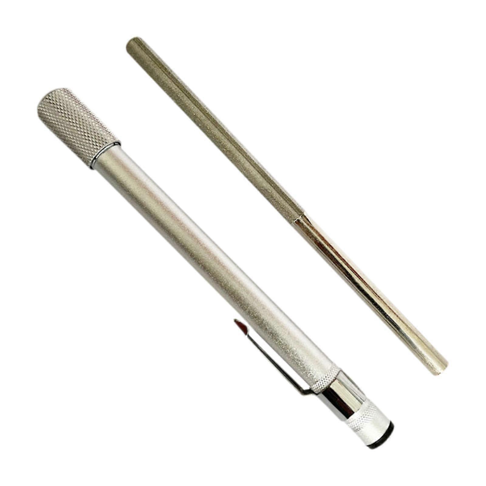 Diamond Sharpening Rod Kitchen Knife Sharpener Tool, PenStyle Portable Sharpener, Silver, Single Head, Outdoor Hiking