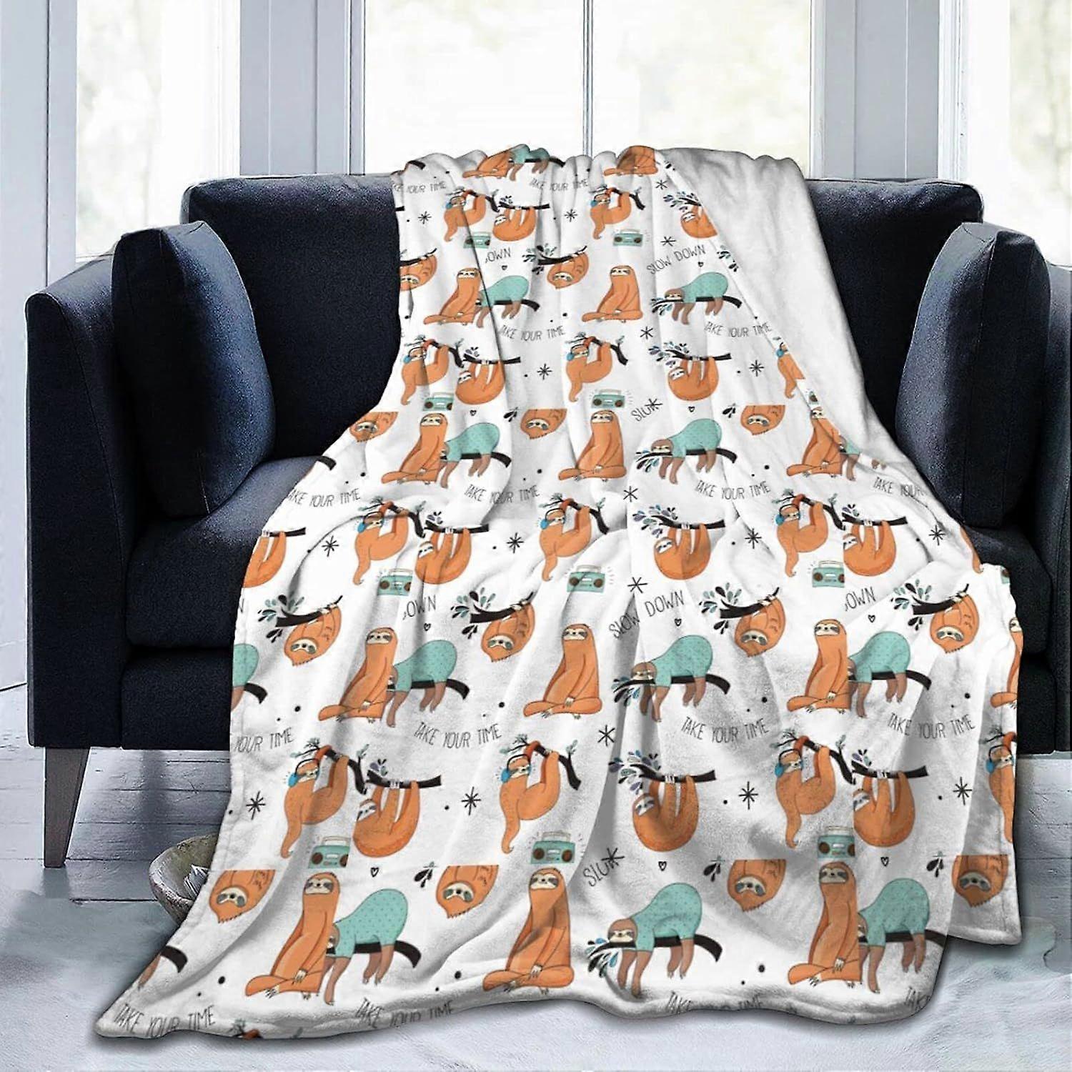 Soft Blanket Sloth Throw Blankets Flannel Ultra Soft Blankets Durable Anti Static Washable Blanket for Bed Sofa Couch-zxcvb415