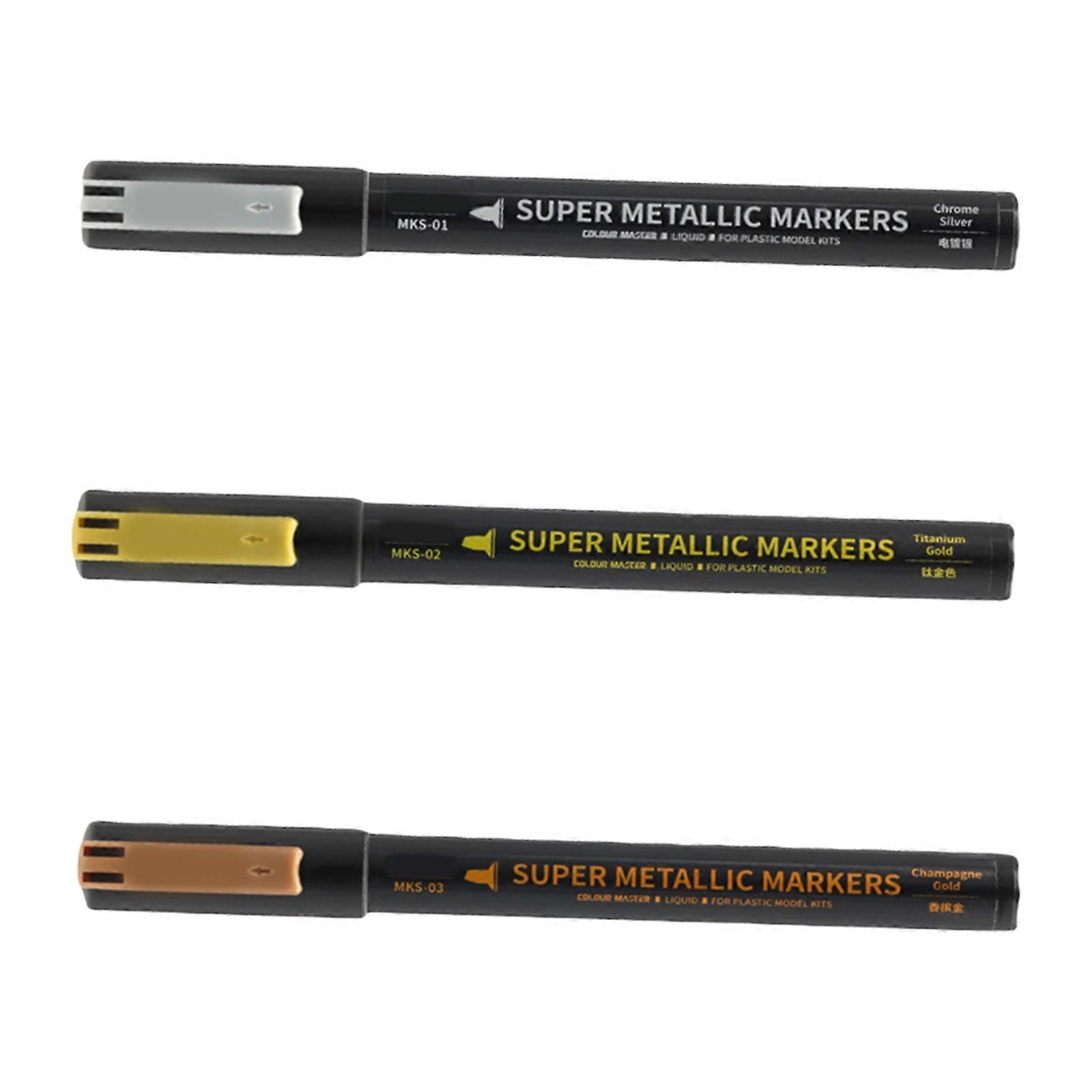 Model Repair Paint Pens Metallic Marker Brush Pen with Bright Colors And Easy Control Tip For Craft Model Project Making  Set 3